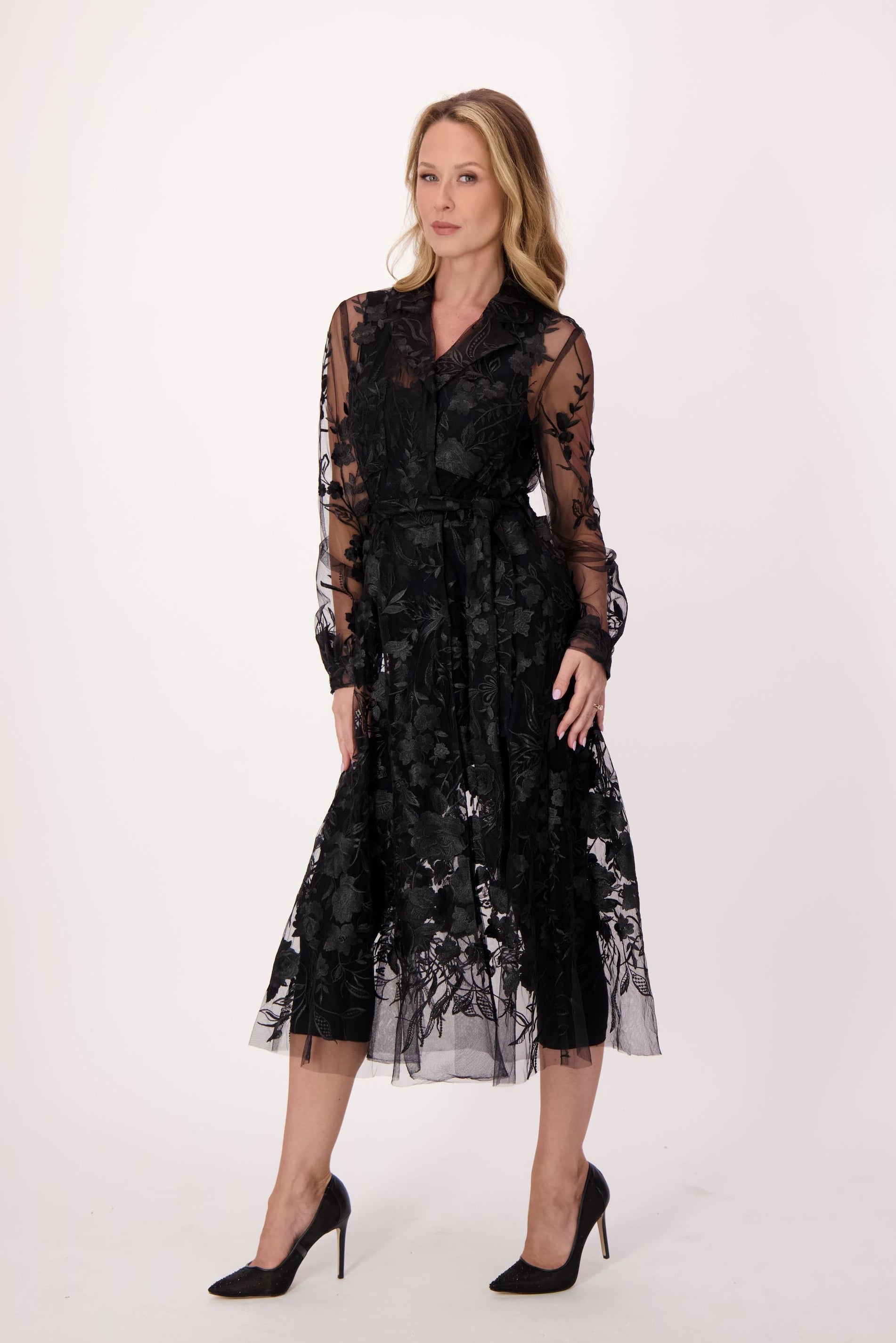 Black Lace Trench Dress/Jacket