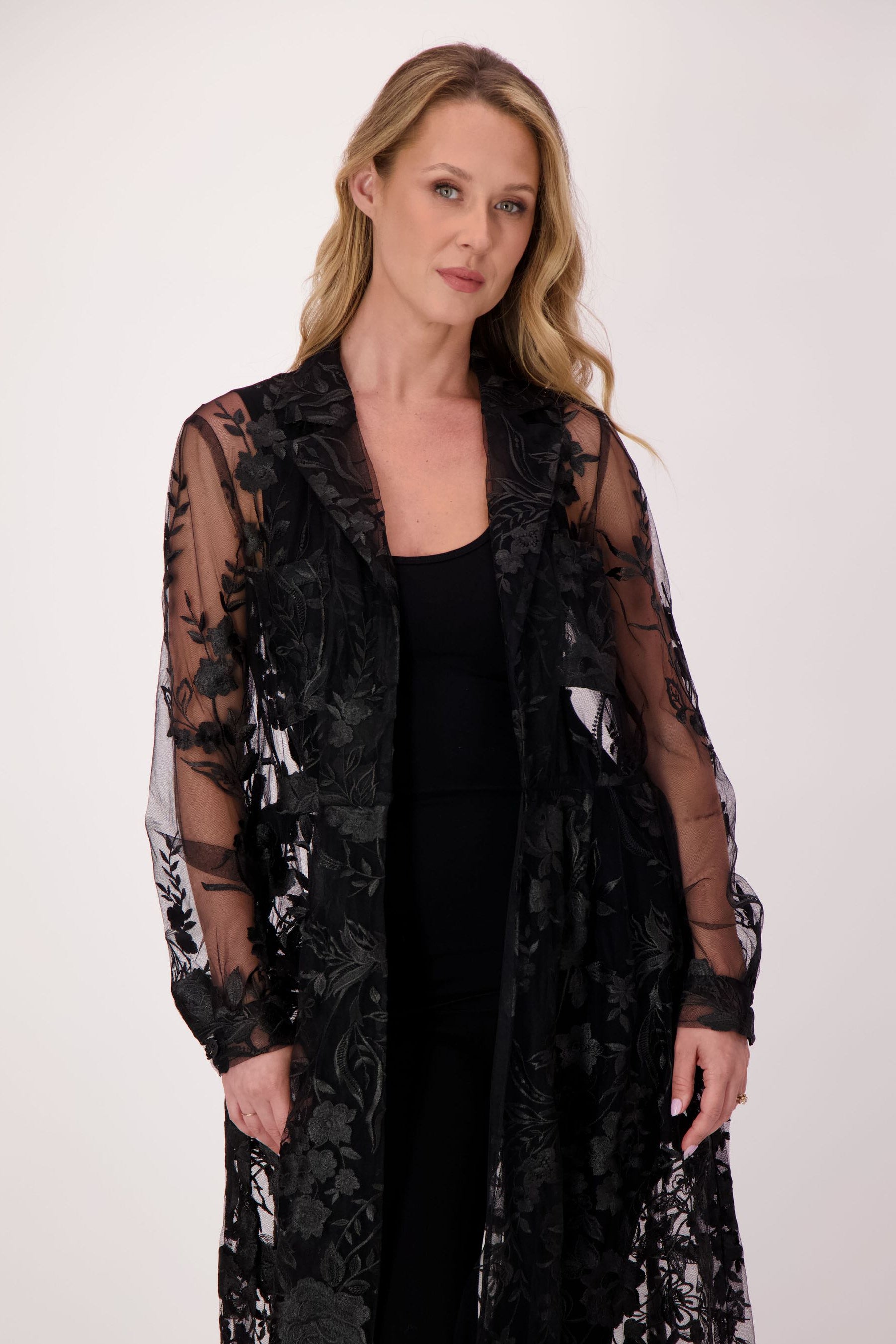 Black Lace Trench Dress/Jacket