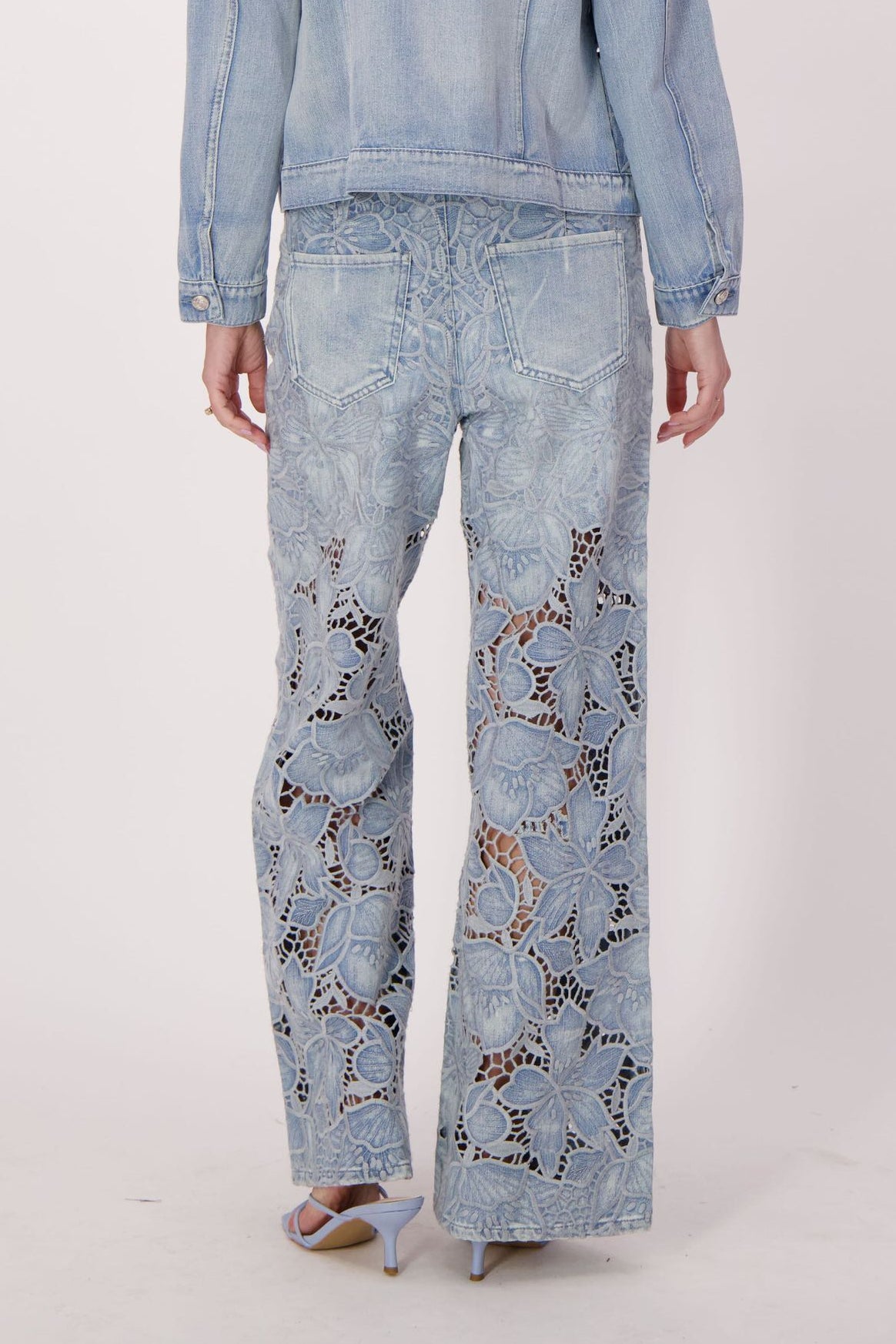 Floral Cutwork Embroidered Denim Pant