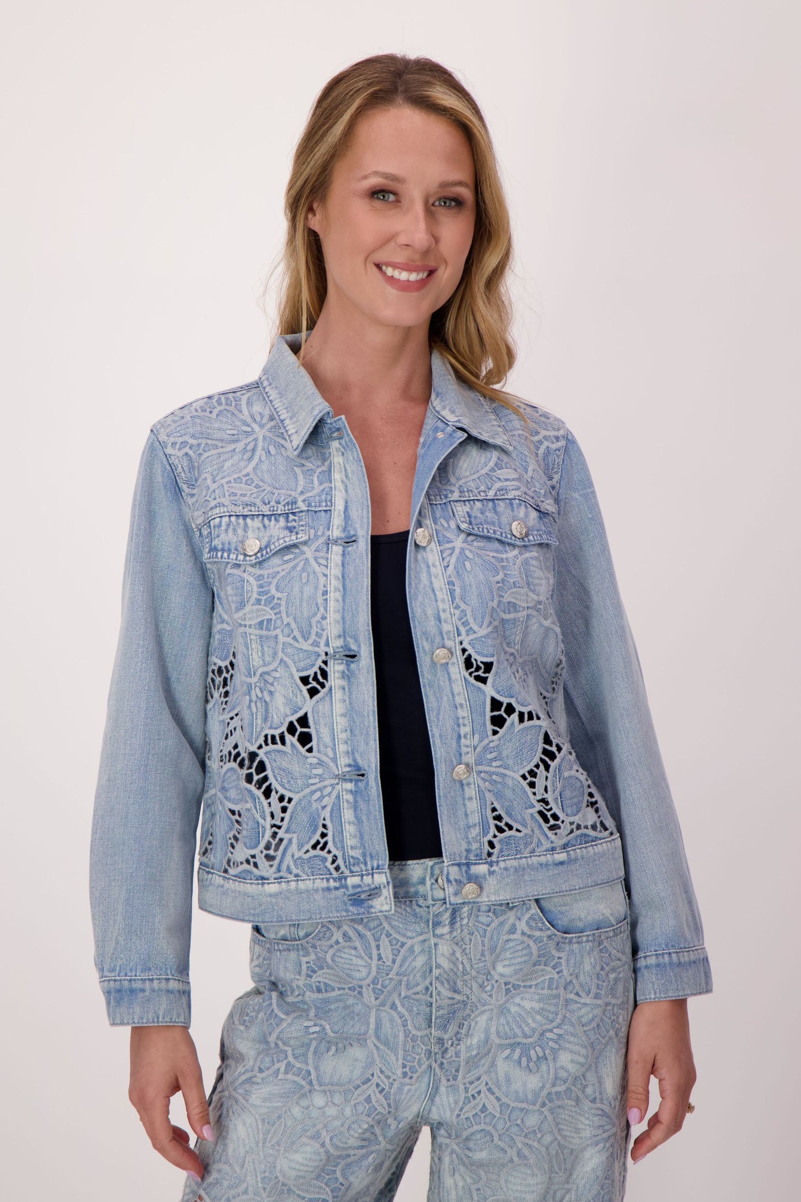Floral Cutwork Embroidered Denim Jacket