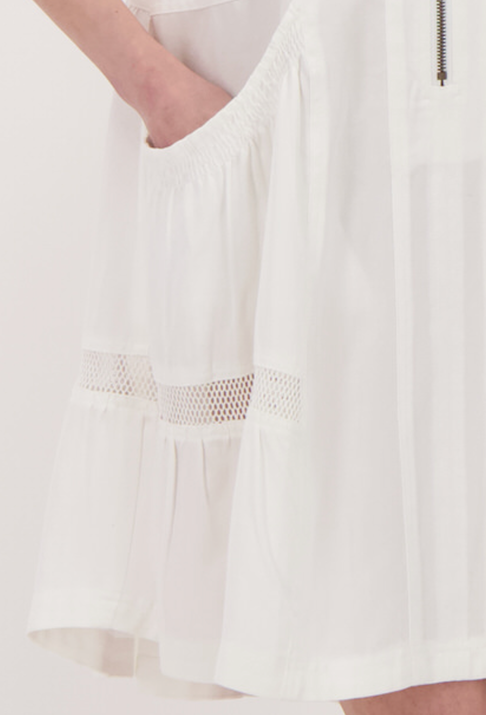 Tiered Mesh Insert Short Sleeve Dress