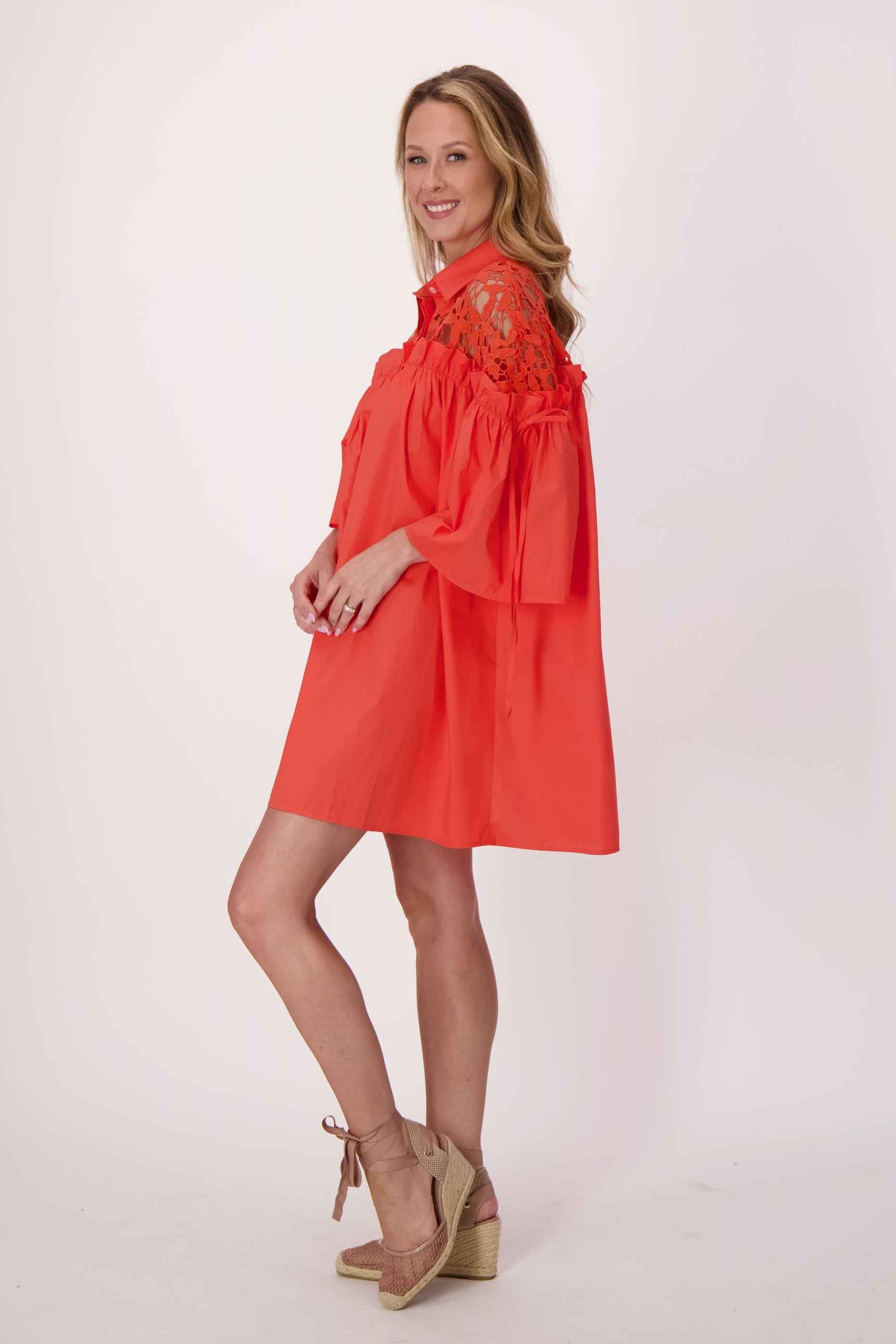 Crochet Shoulder Full Swing Cotton Dress