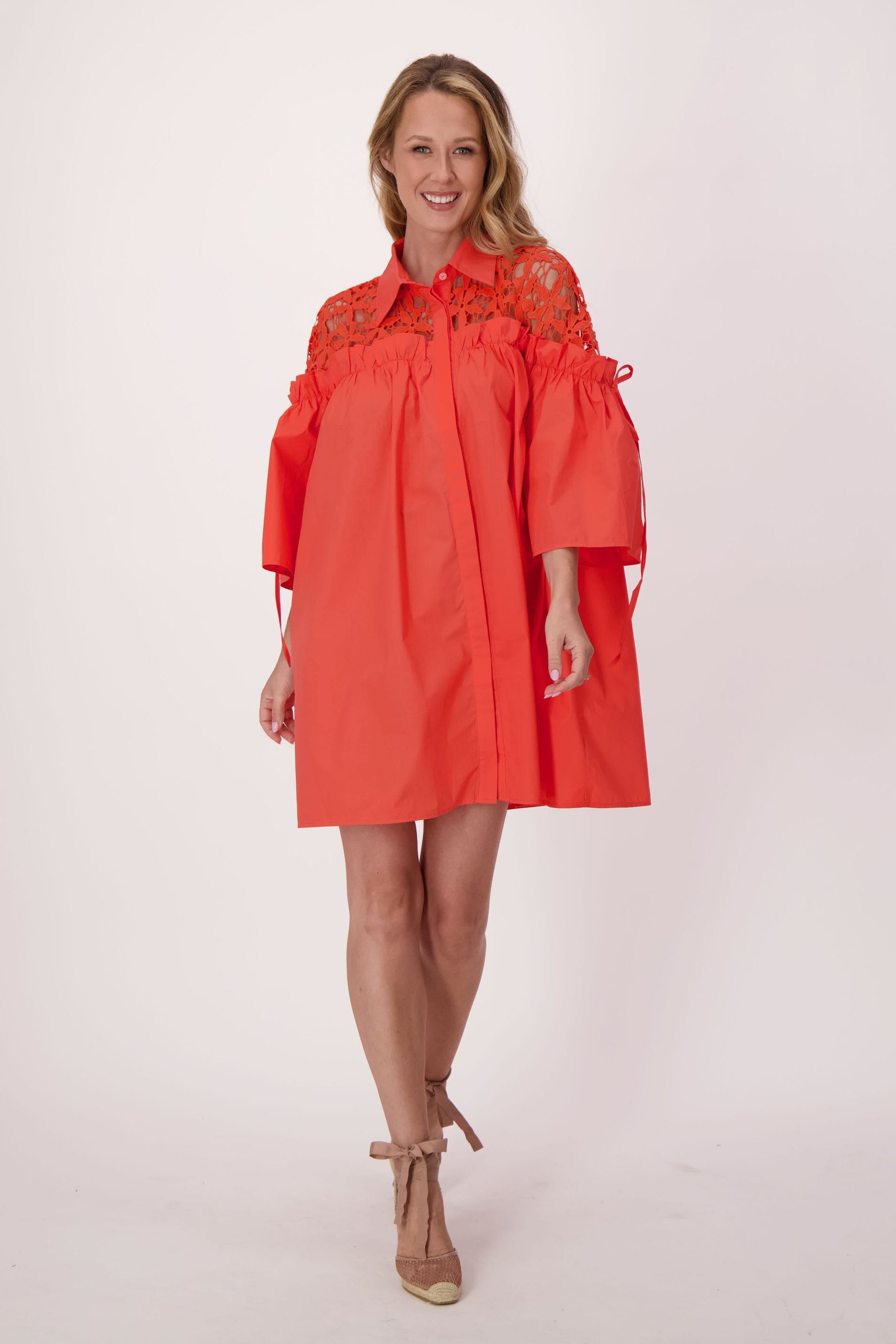 Crochet Shoulder Full Swing Cotton Dress