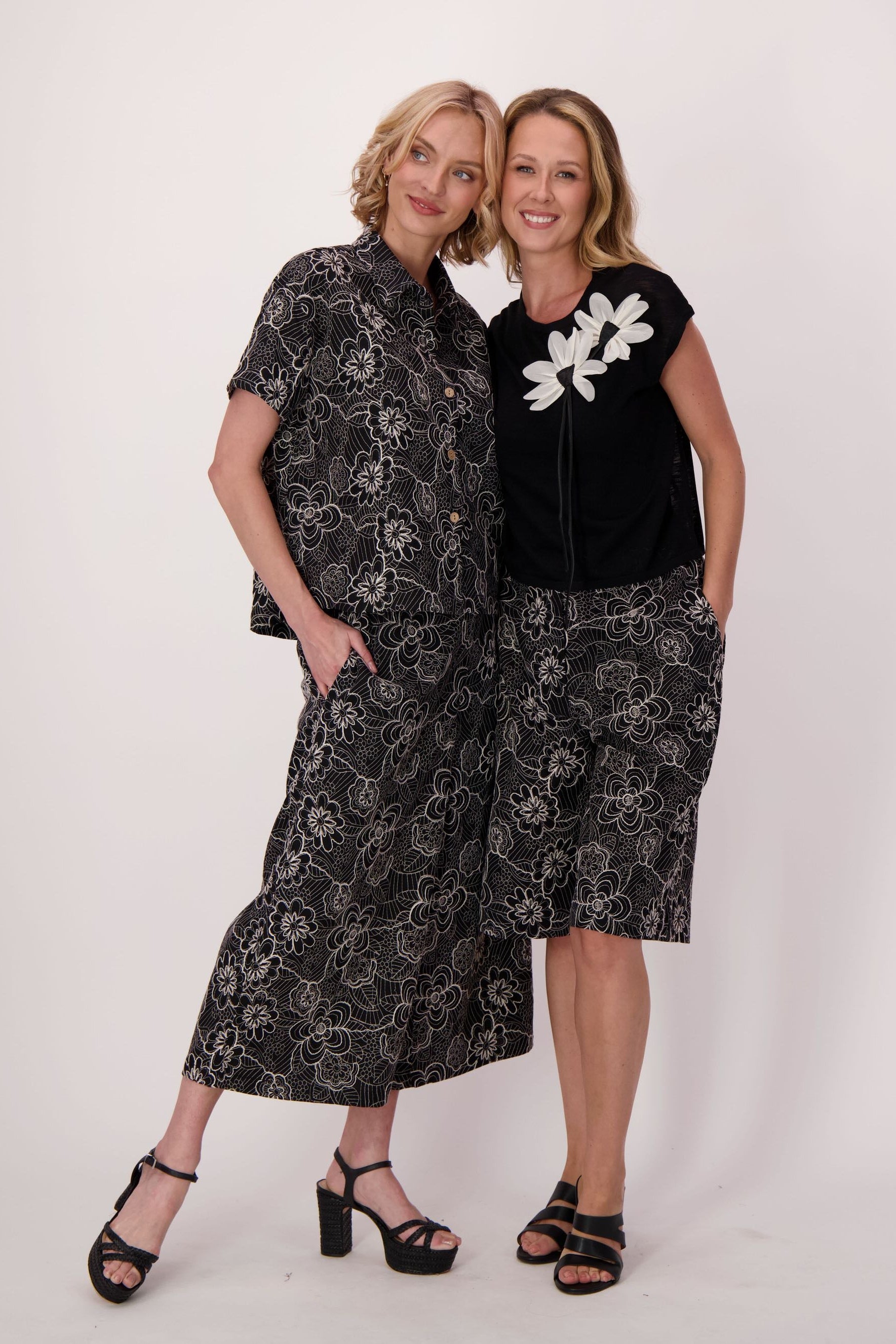 Noir Botanical Embroidered Pant