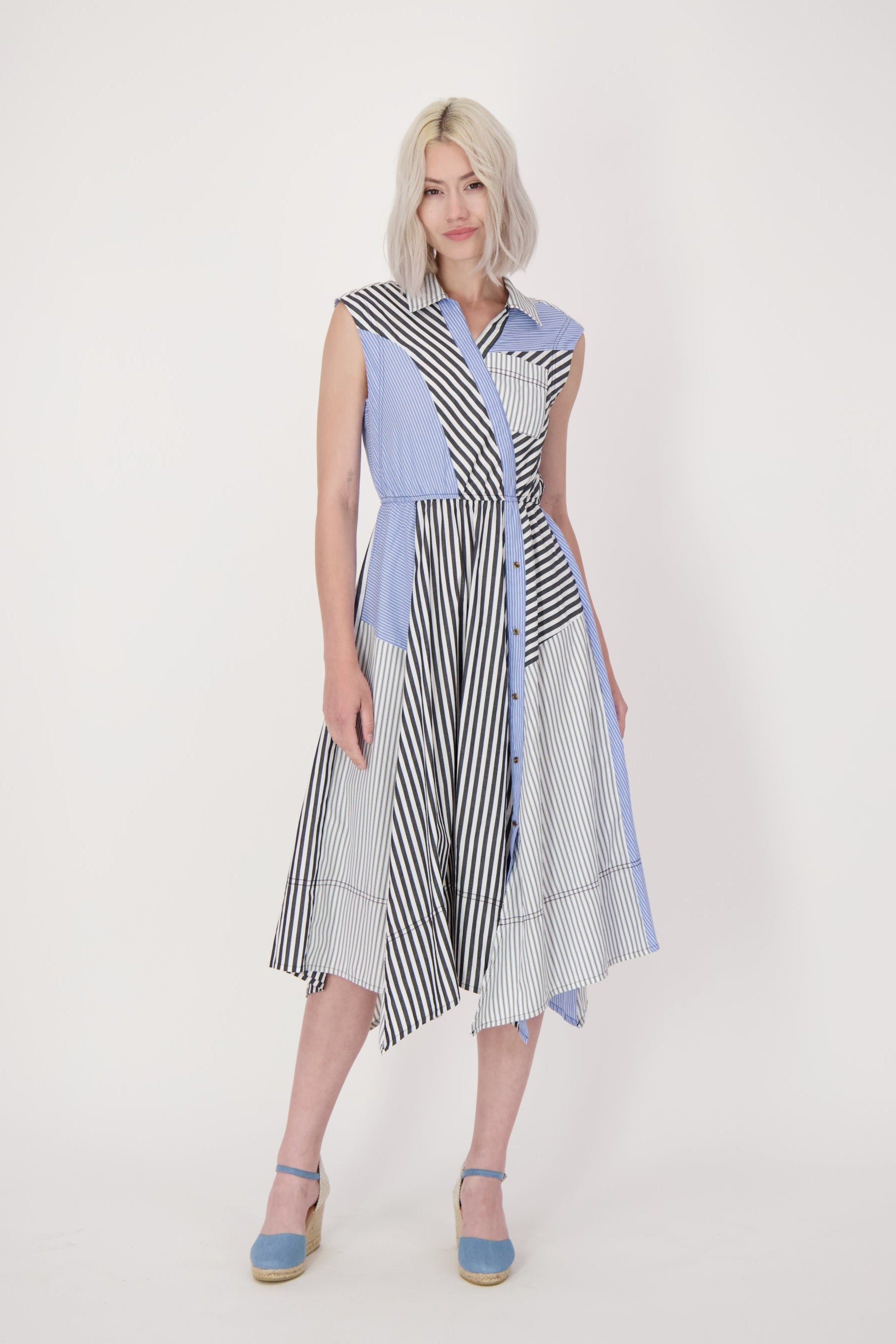 Multi-Stripe Shirt Dress