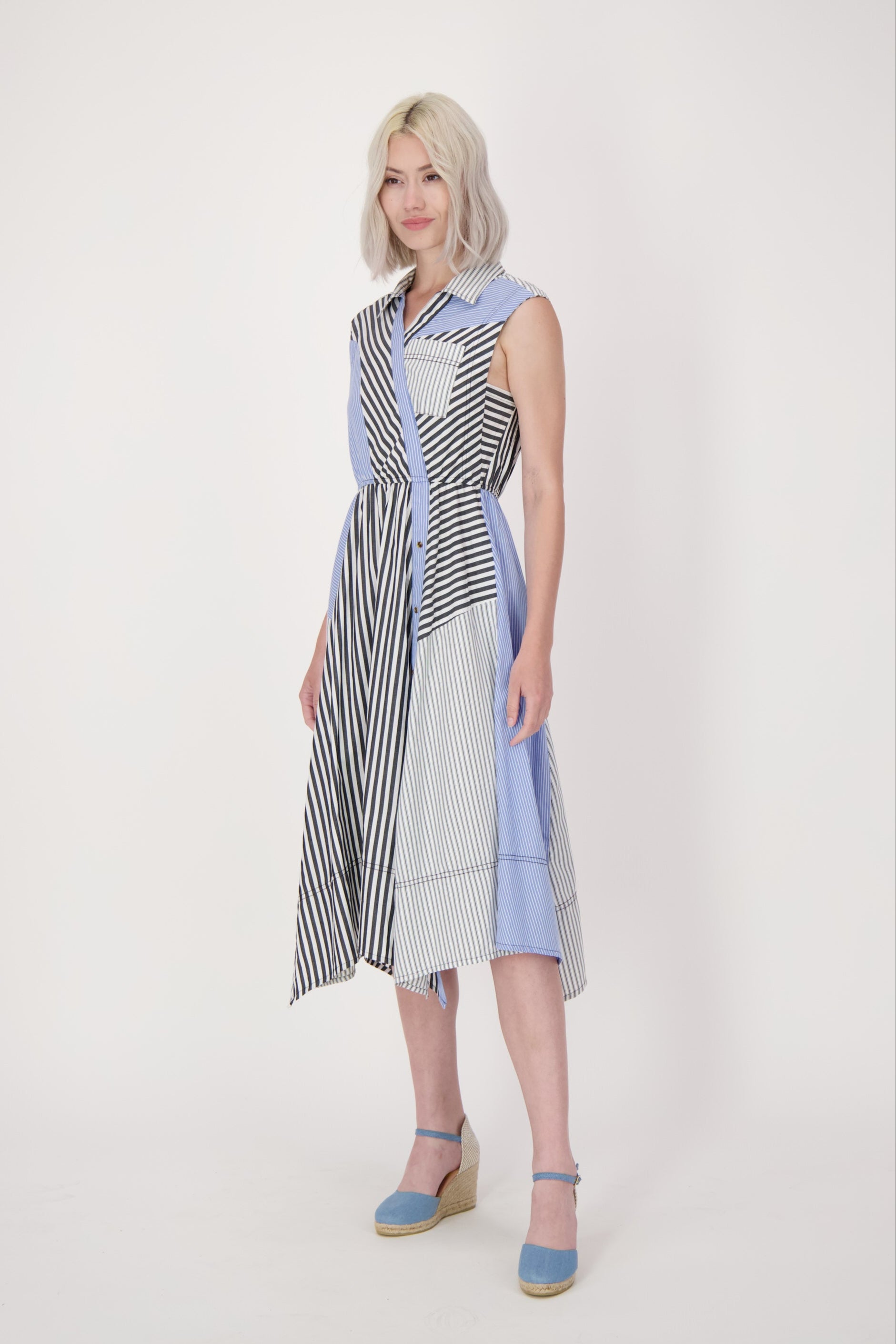 Multi-Stripe Shirt Dress