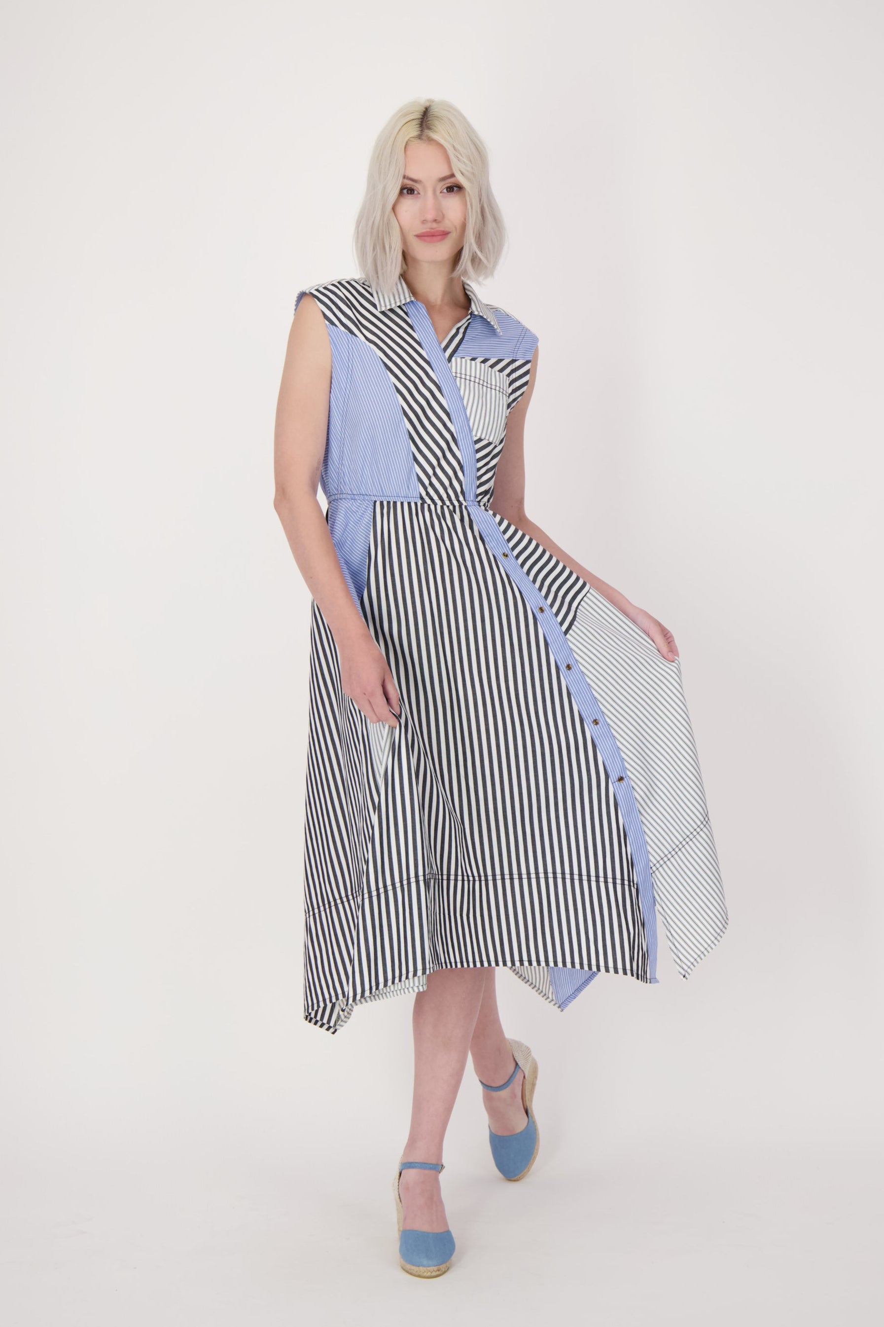 Multi-Stripe Shirt Dress