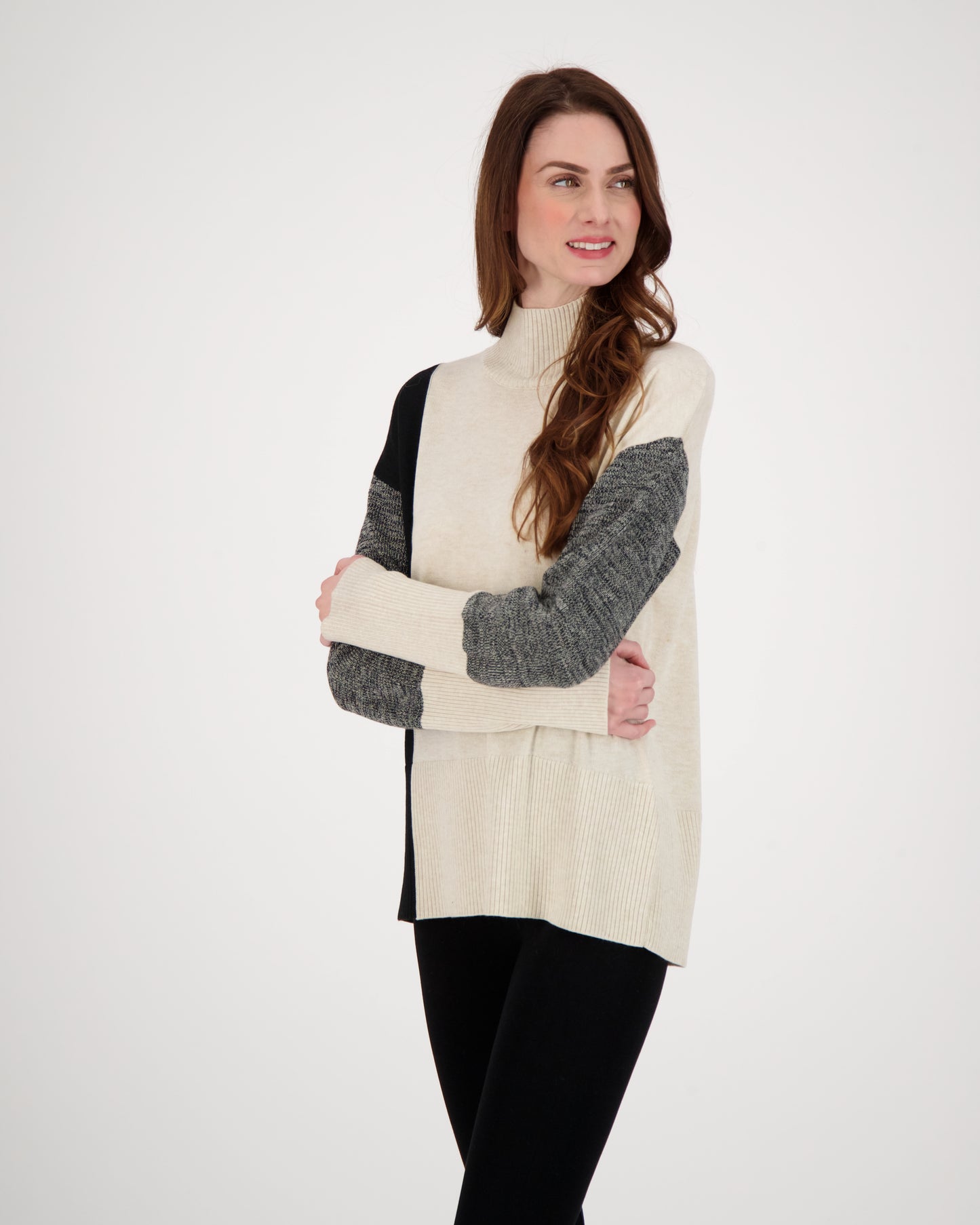 Turtle Neck Side Split Sweater