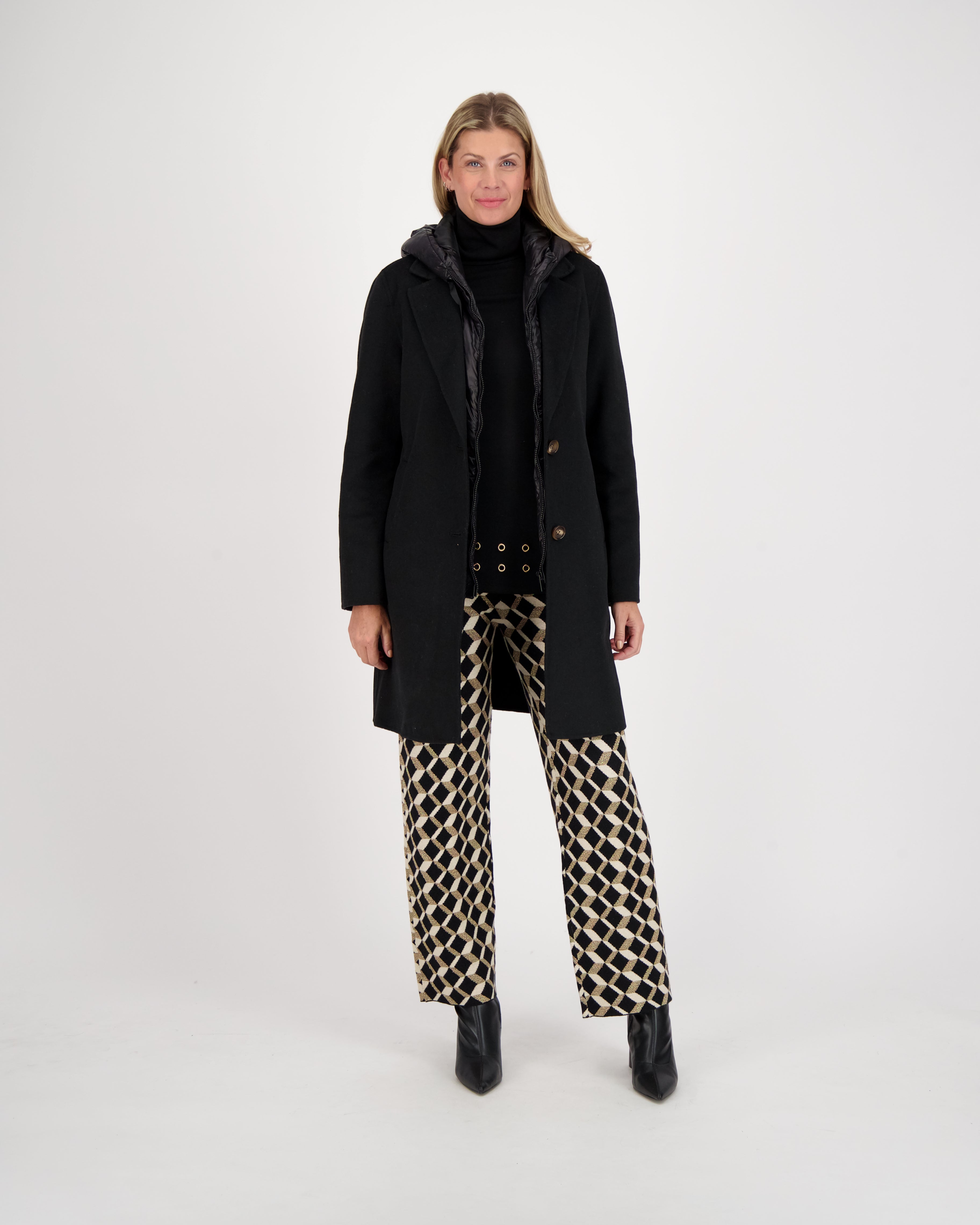 Coat With Hooded Puffer Vest