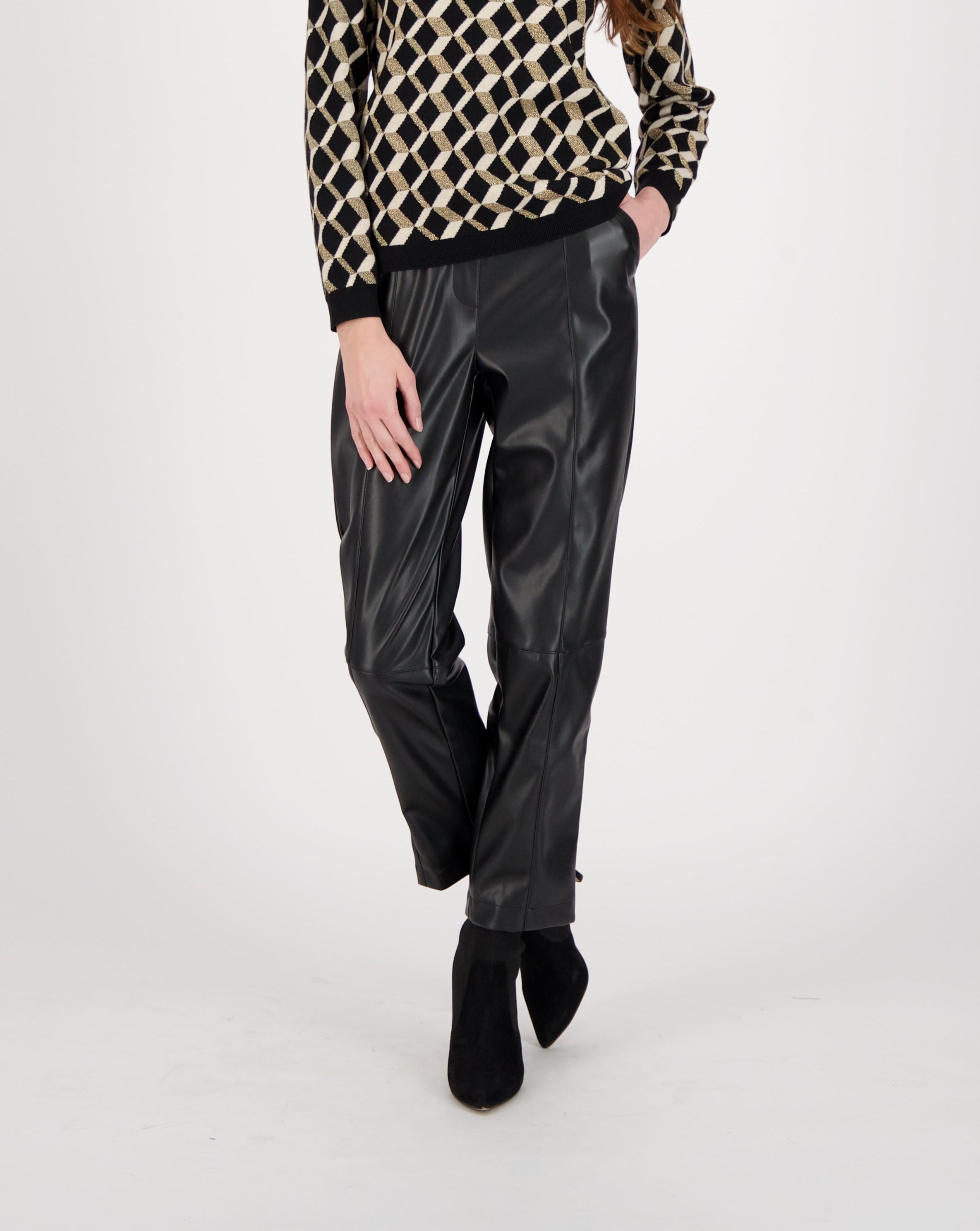 Faux Leather Straight Leg Pant