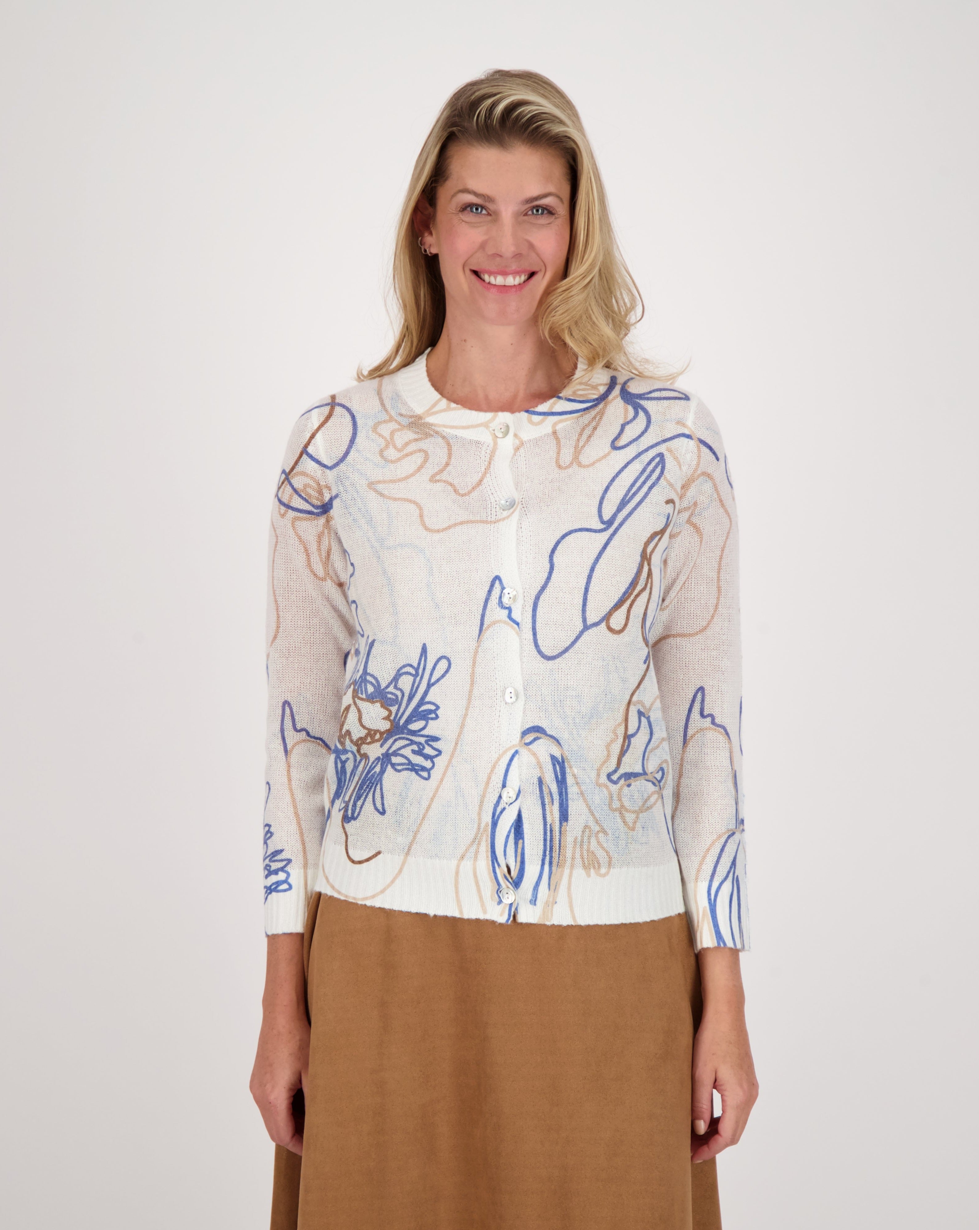 Flora Water Print Cardigan