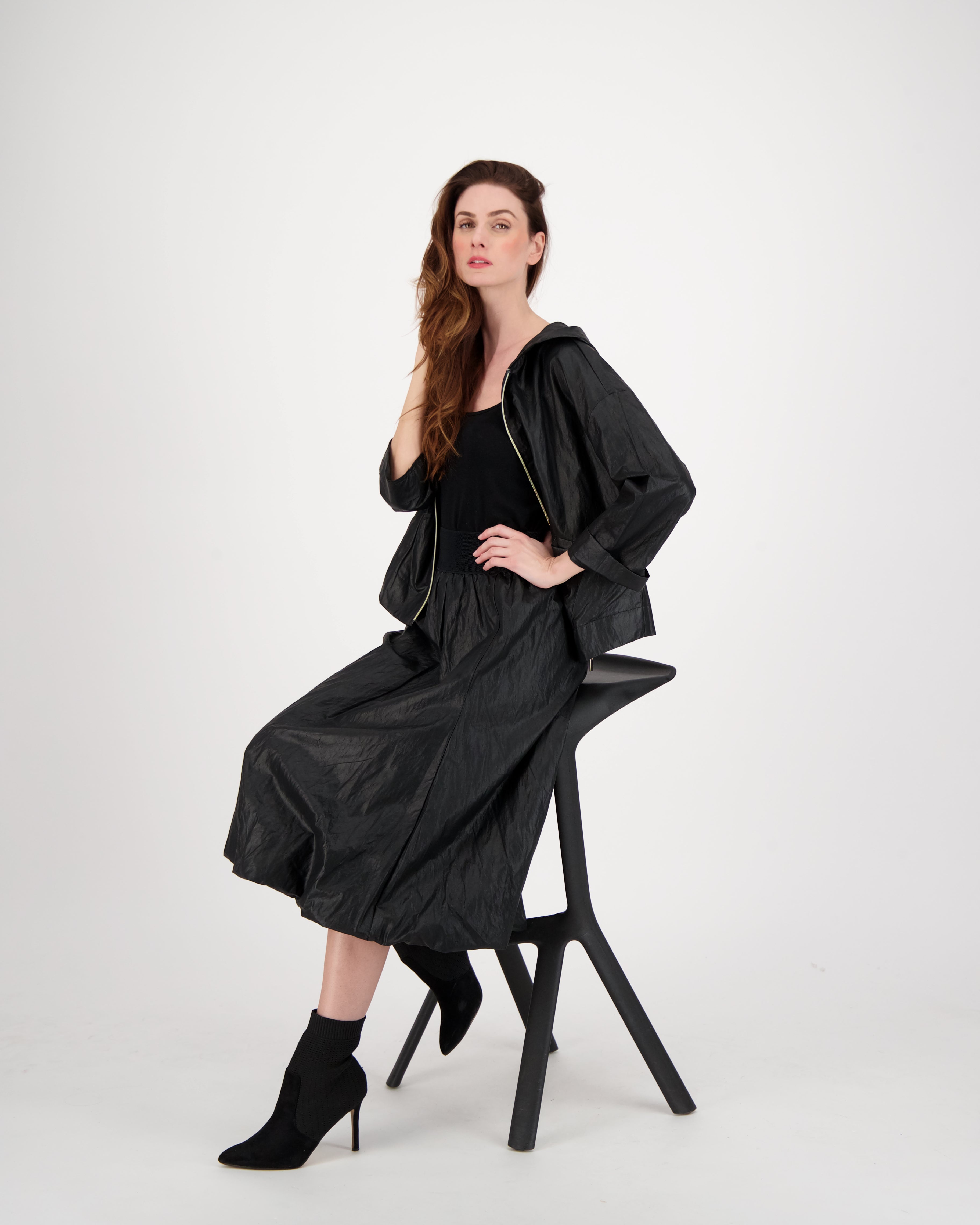 Crinkle PU Hoodie Jacket