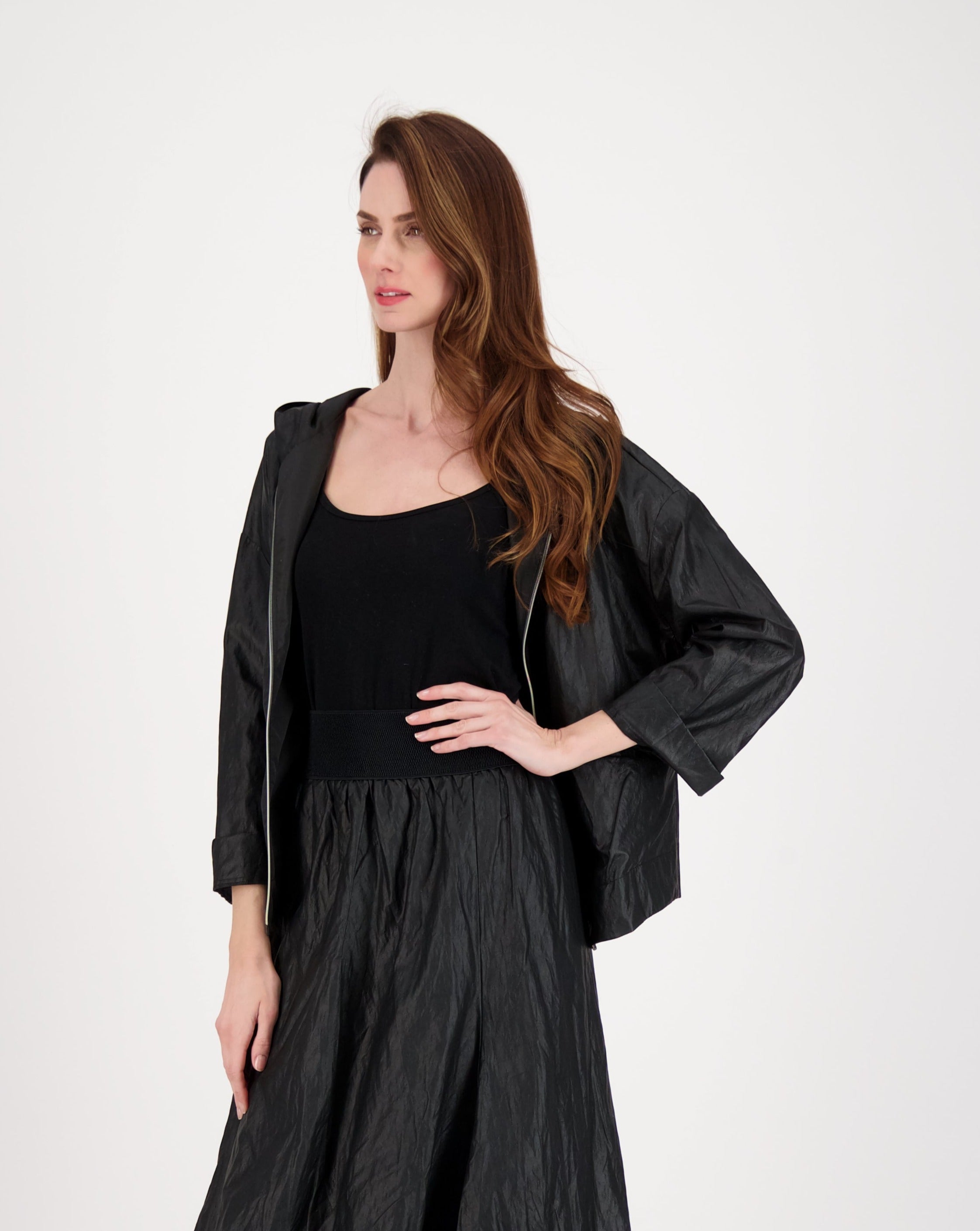 Crinkle PU Hoodie Jacket