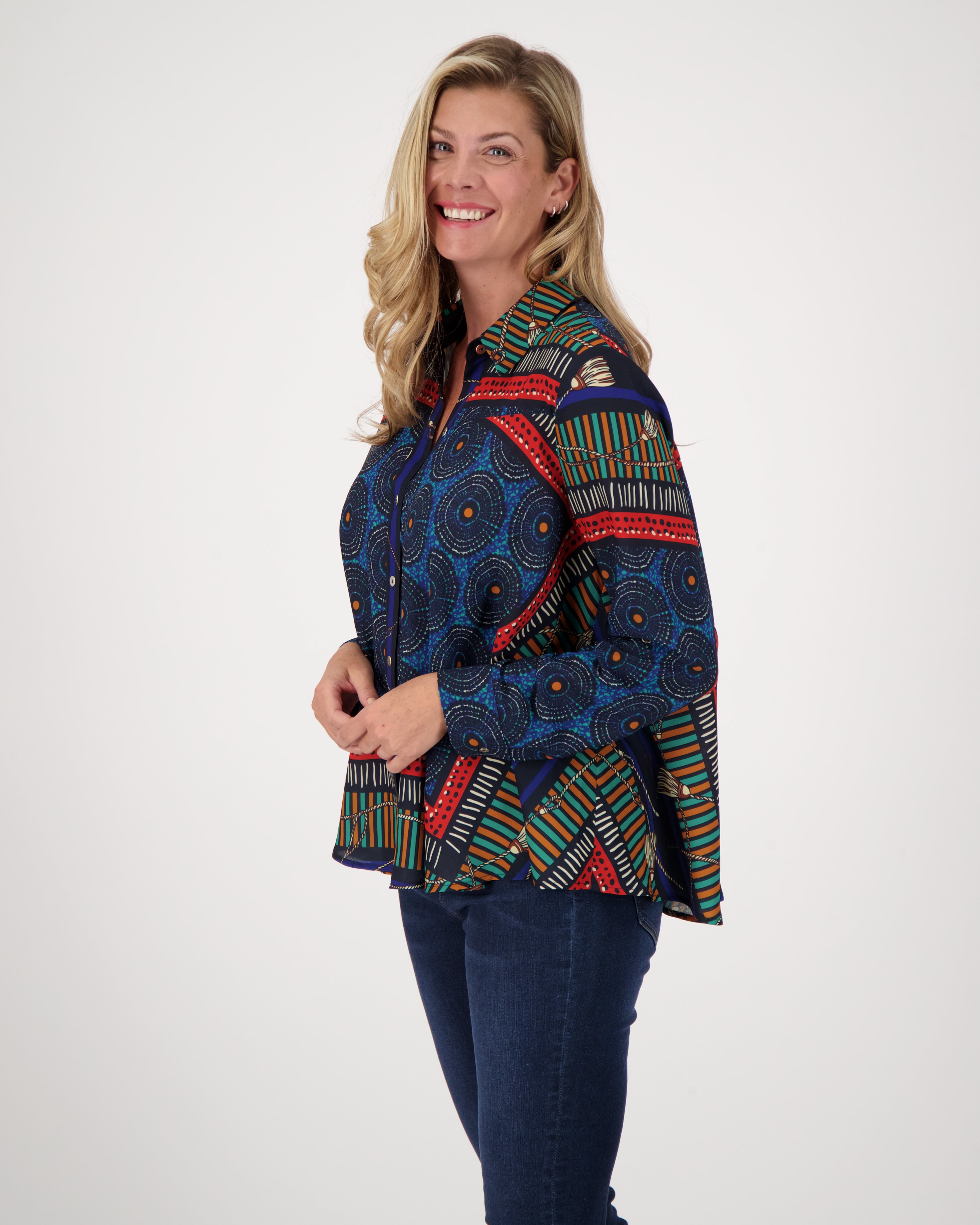 Collared Button-Up Flare Shirt