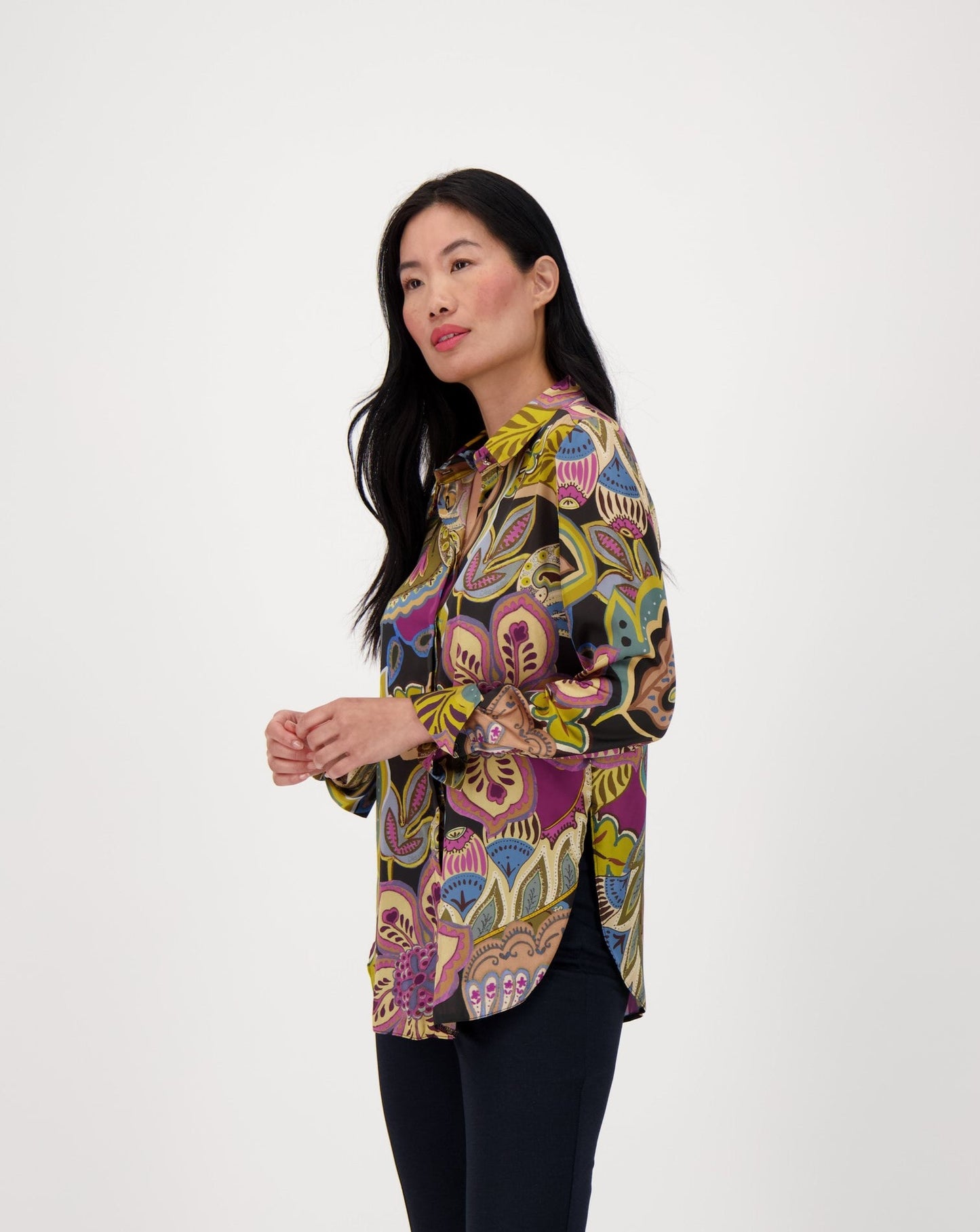 Abstract Floral Button Down Shirt