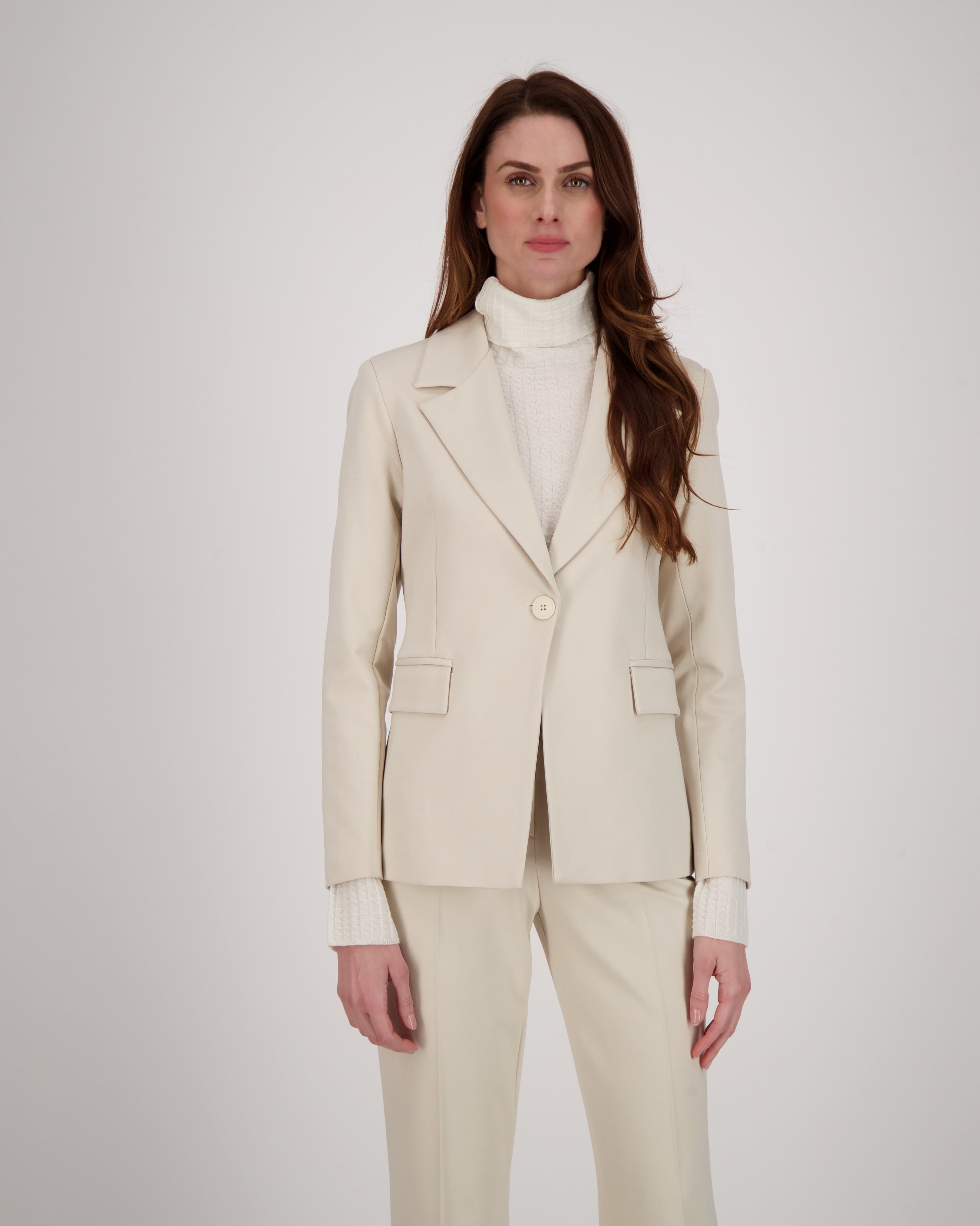 Single Button Lapel Collar Blazer