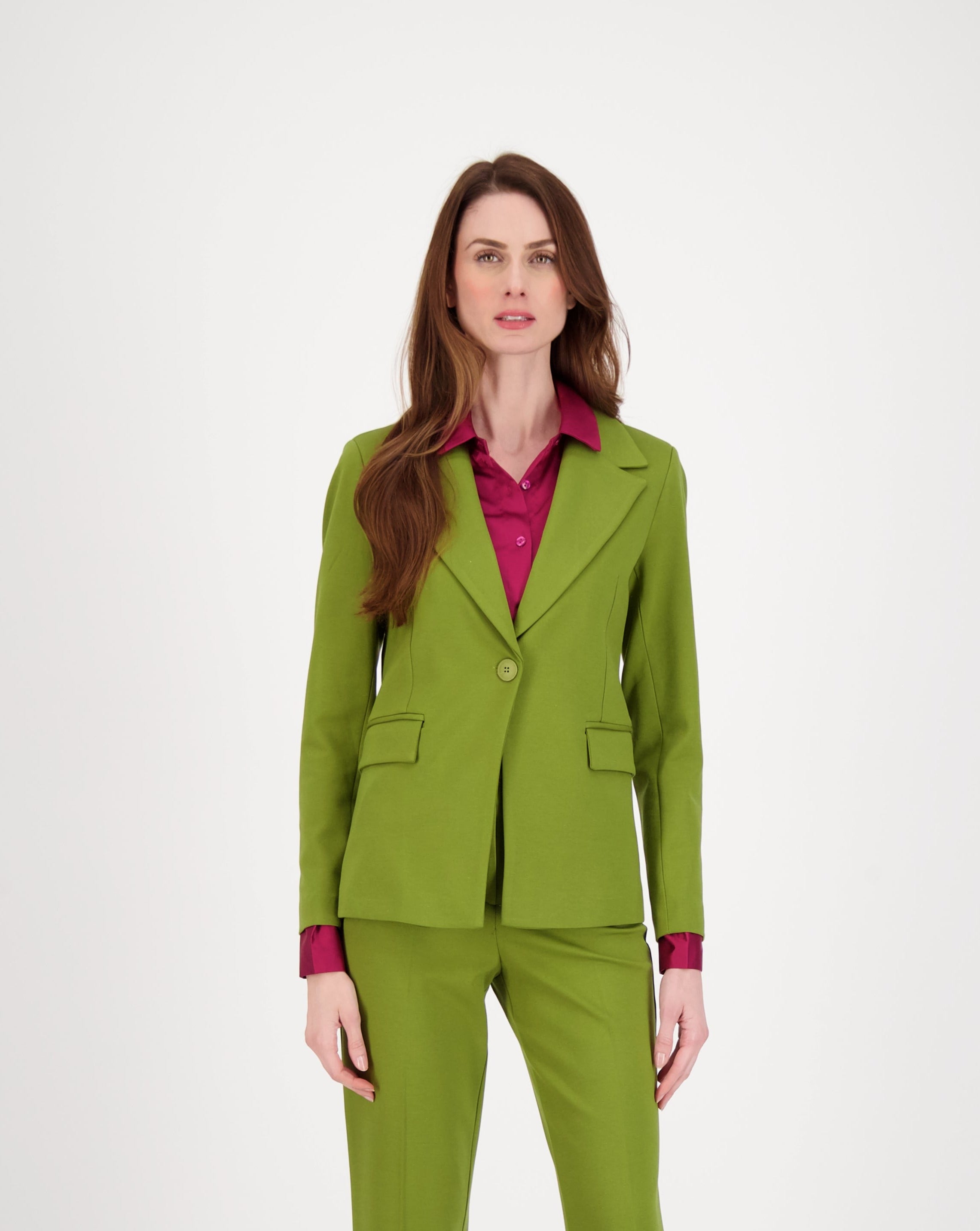 Single Button Lapel Collar Blazer