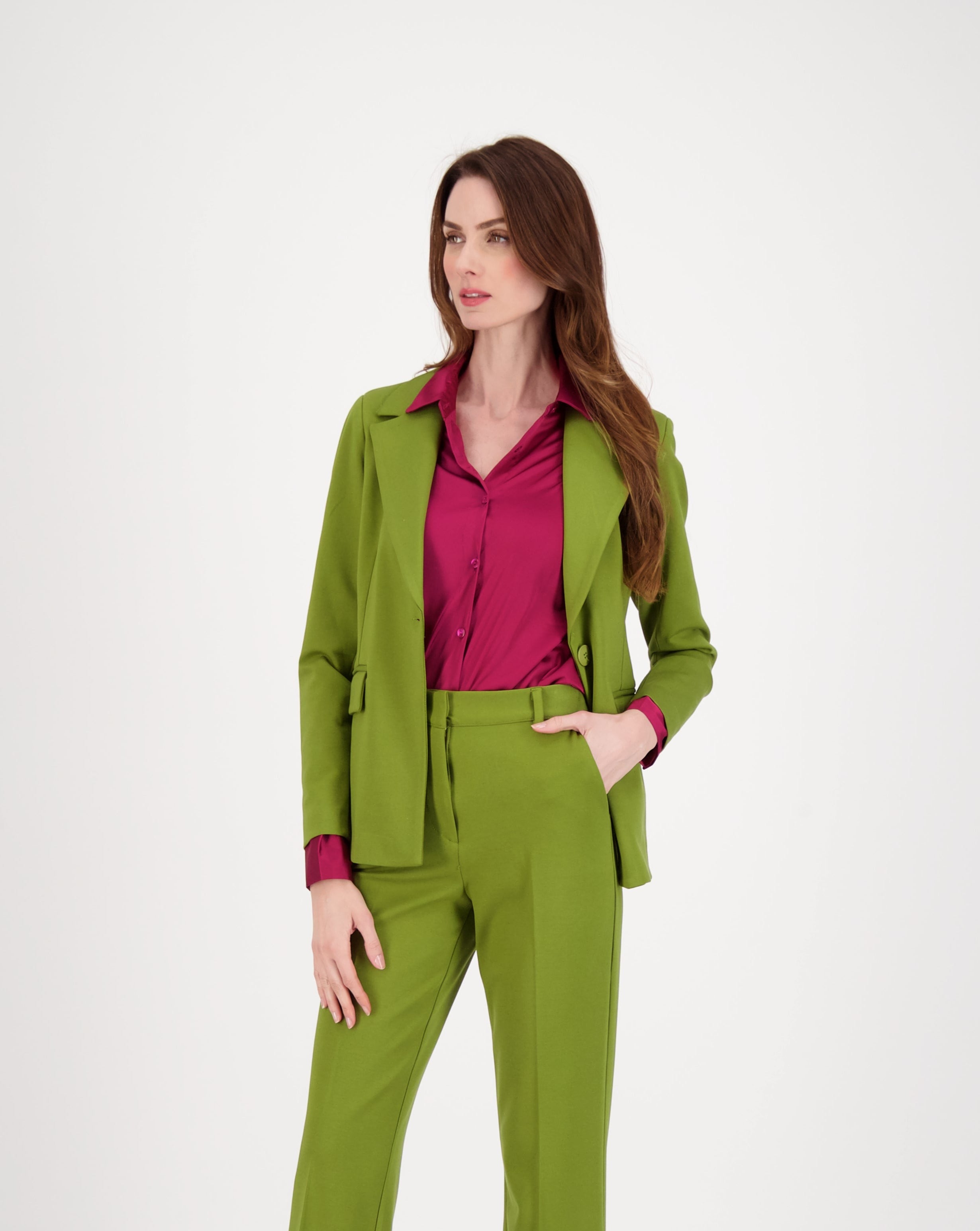 Single Button Lapel Collar Blazer