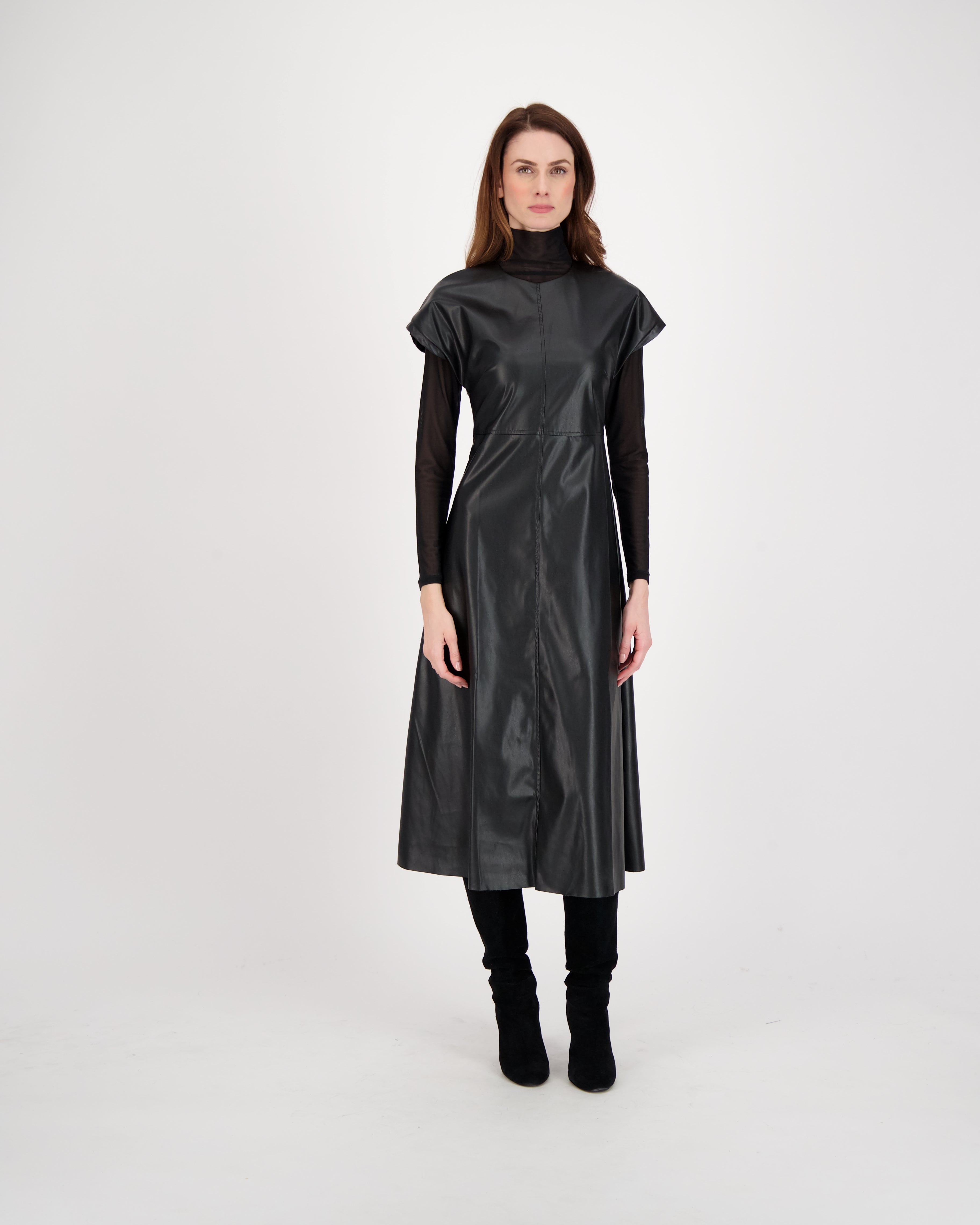 Cap Sleeve PU Dress