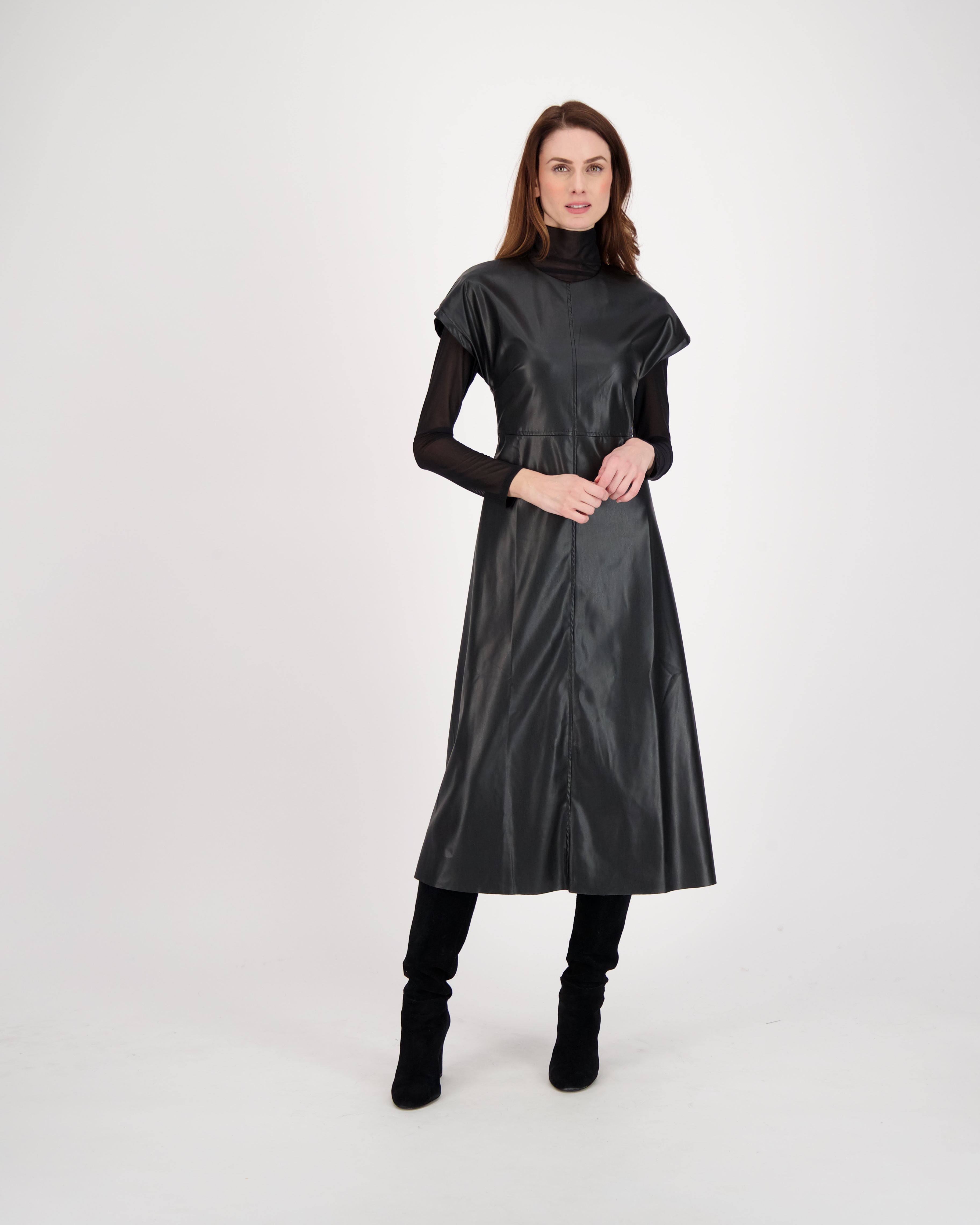Cap Sleeve PU Dress