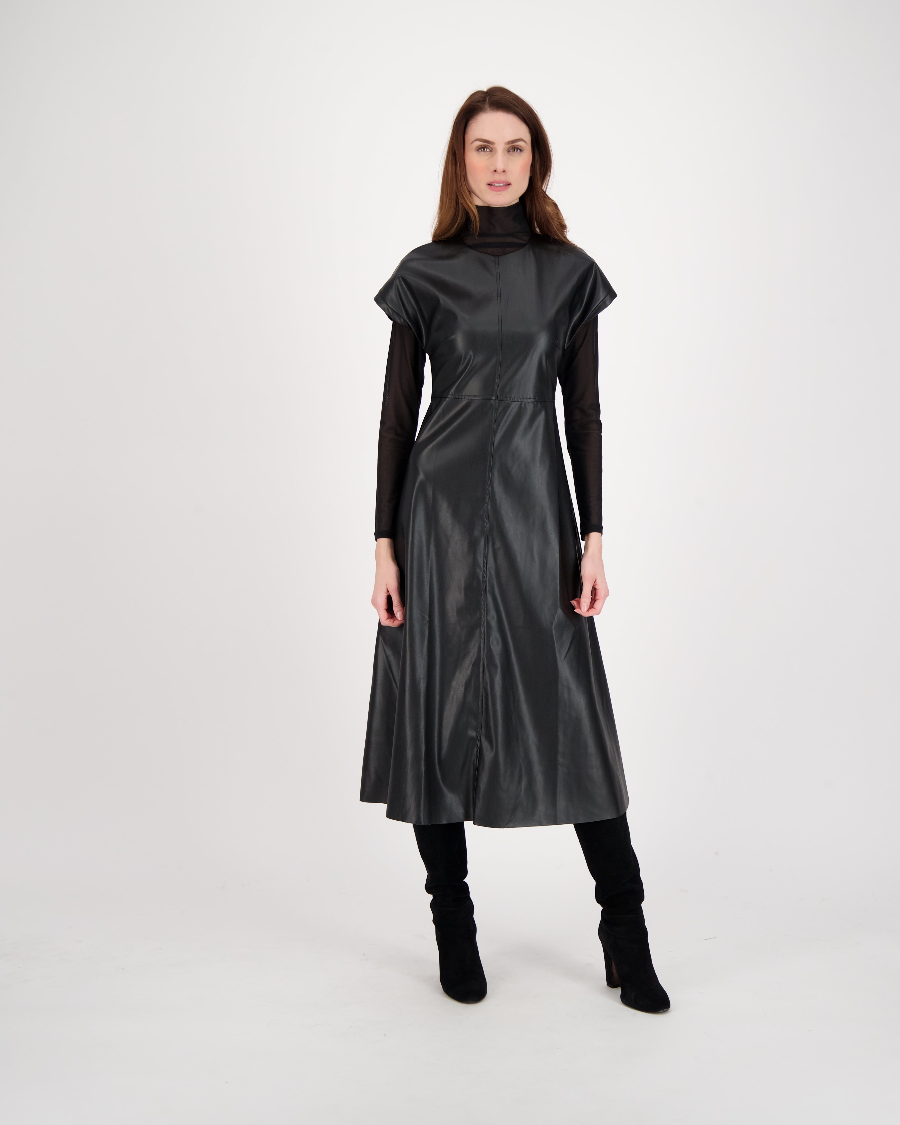 Cap Sleeve PU Dress