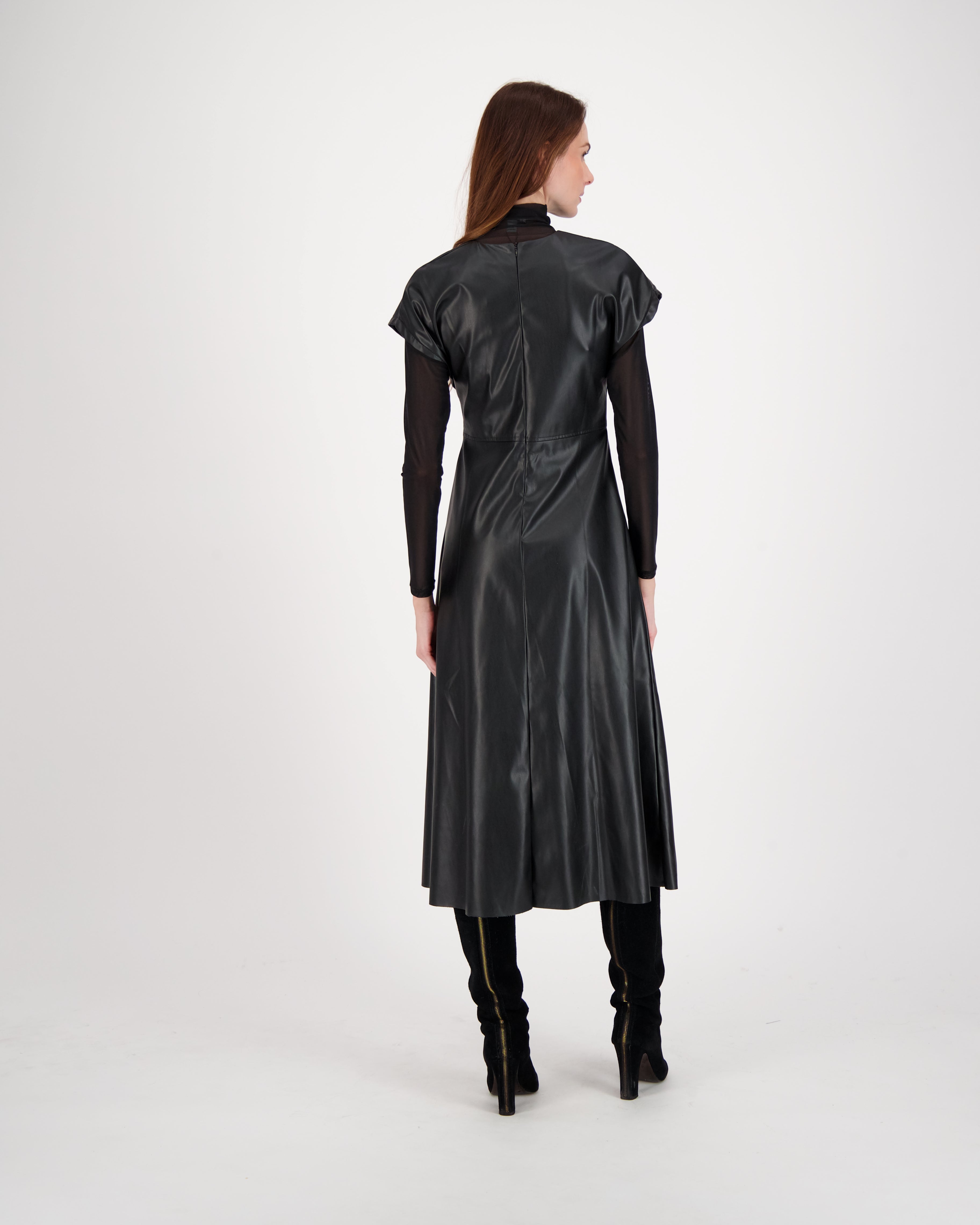 Cap Sleeve PU Dress