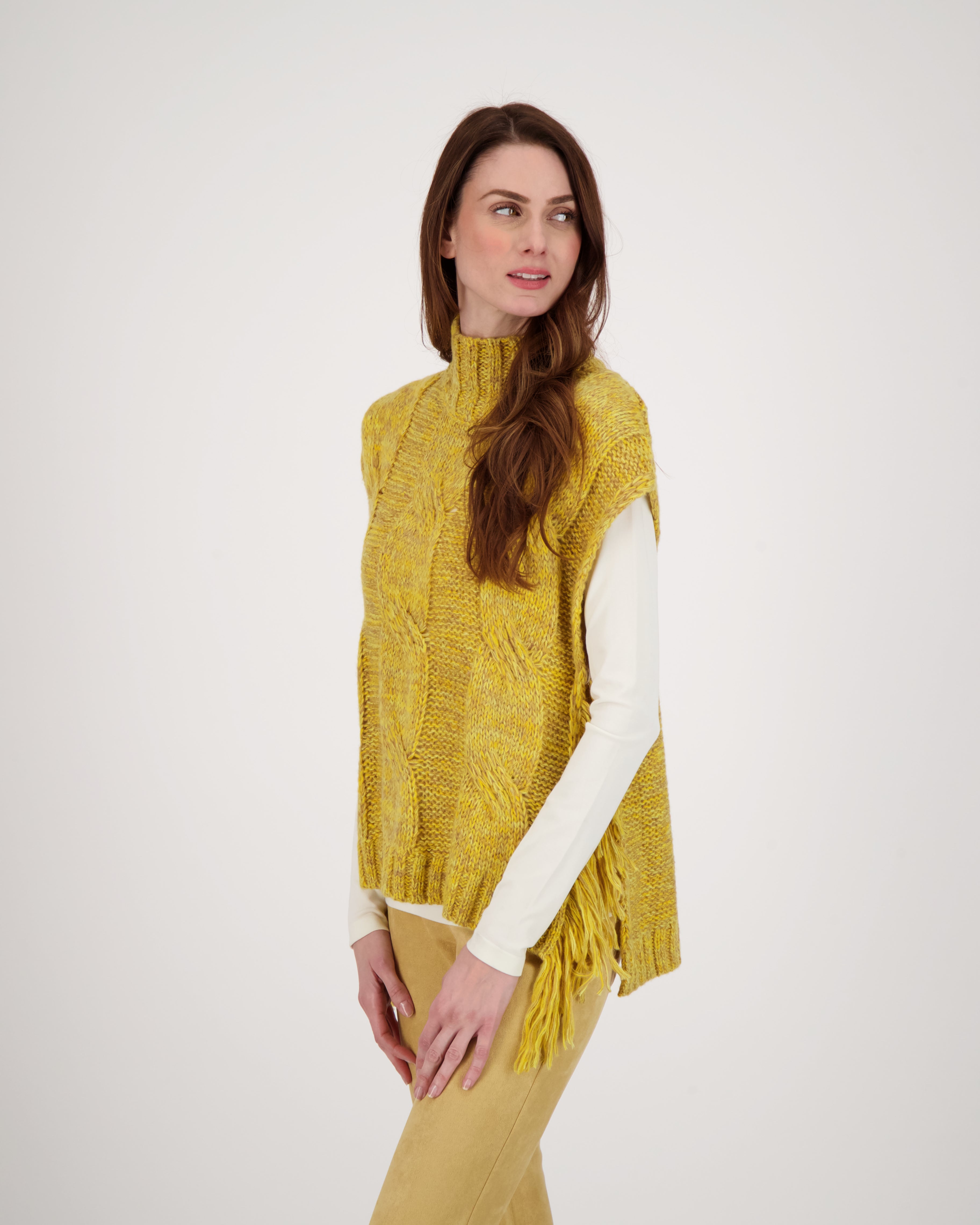 Sleeveless Turtle Neck Fringe Sweater