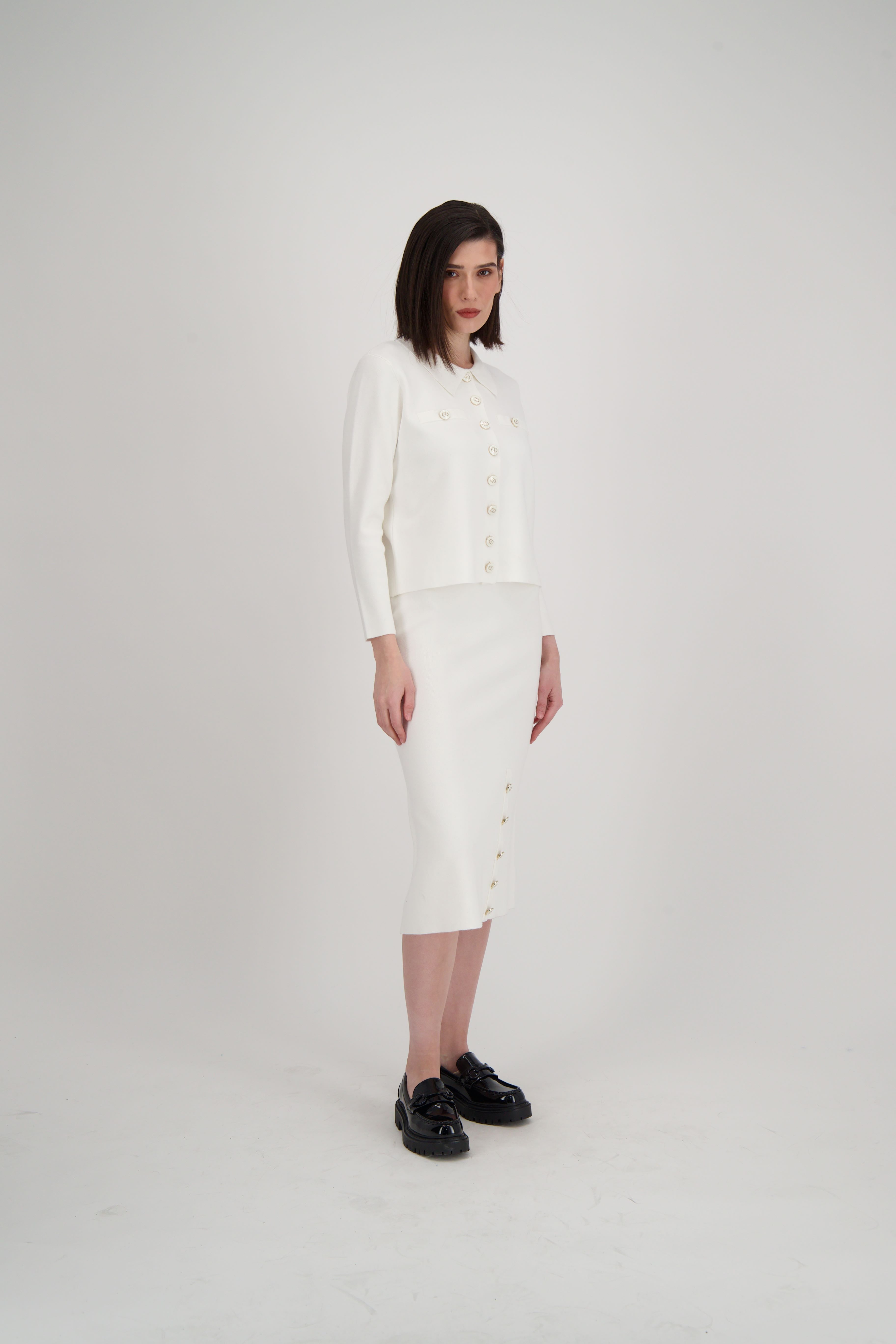 Side Button Knit Skirt