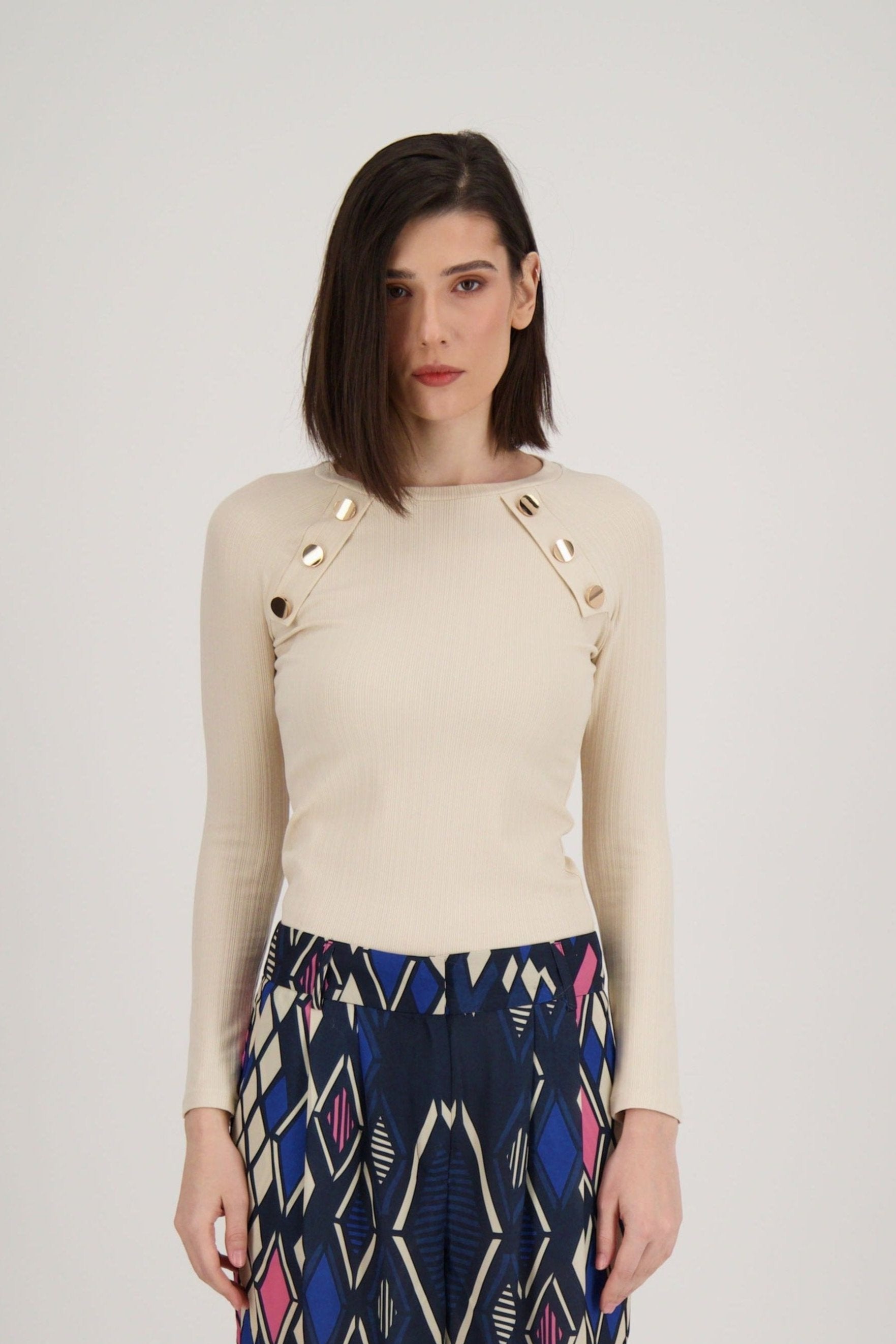 Knit Top With Gold Buttons