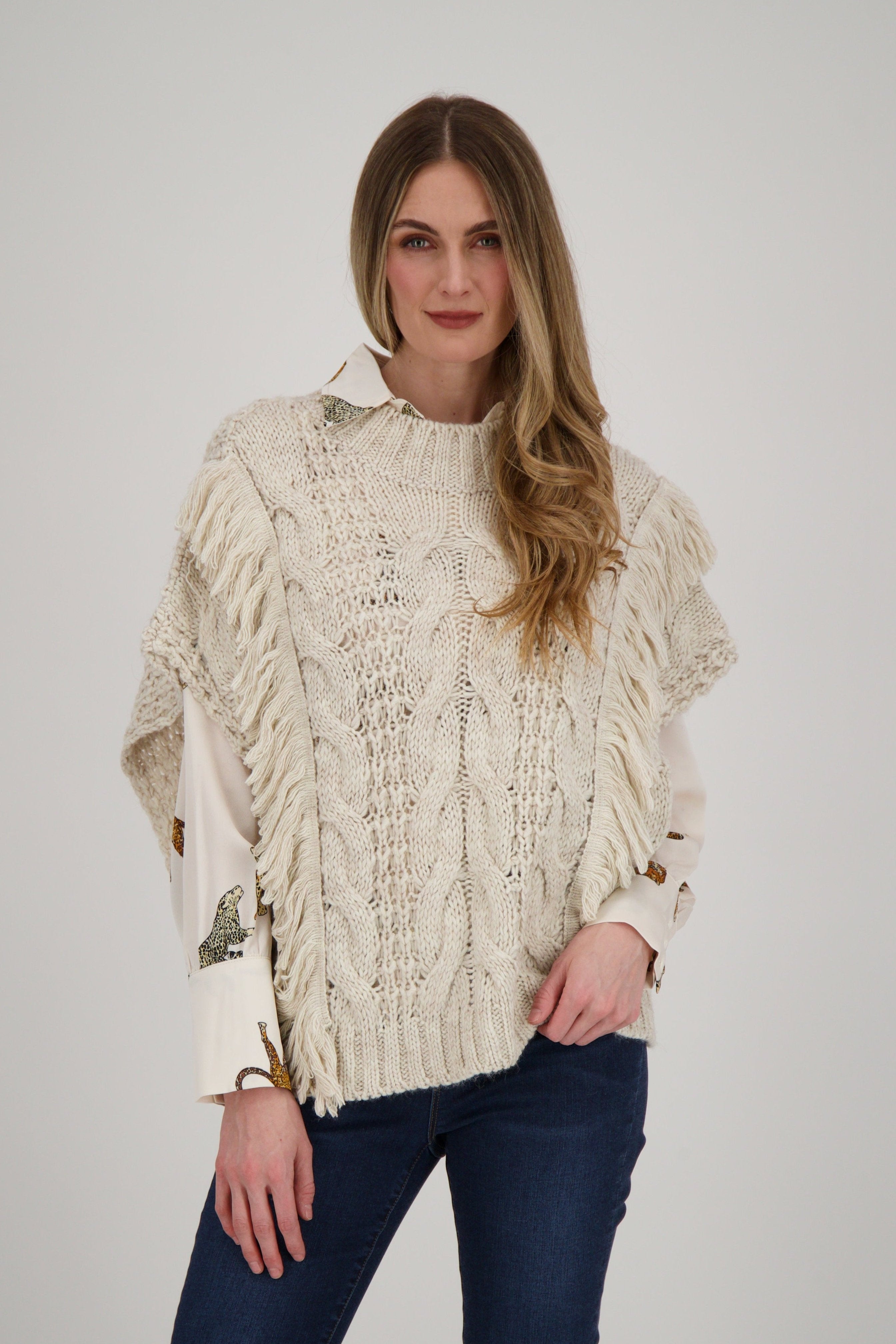 Fringe Sweater Poncho/Vest