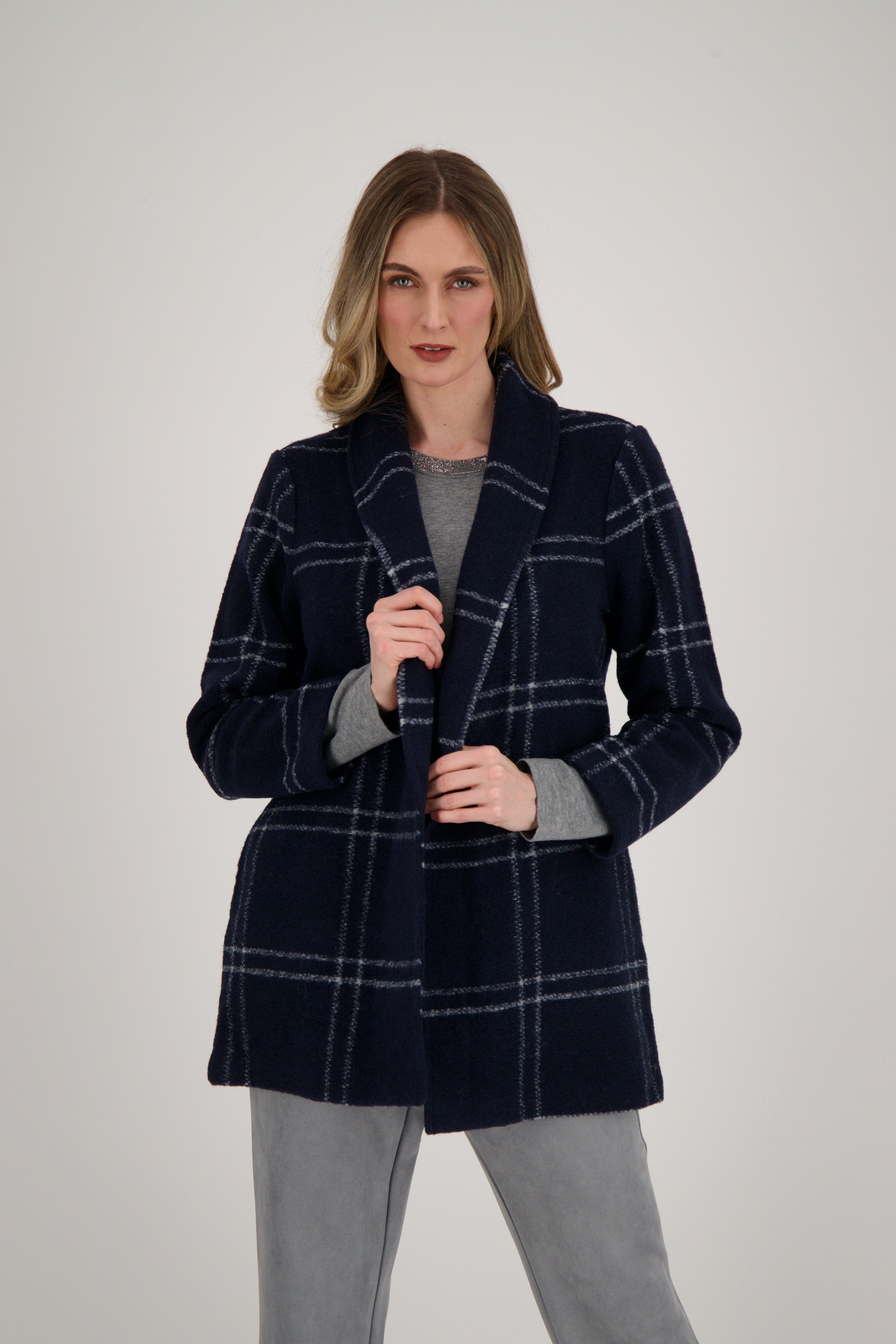 Wool Blend Plaid Blazer