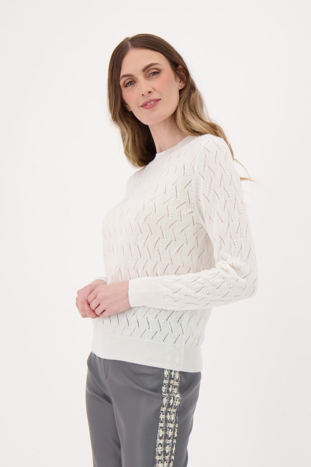 Crewneck Pointelle Sweater