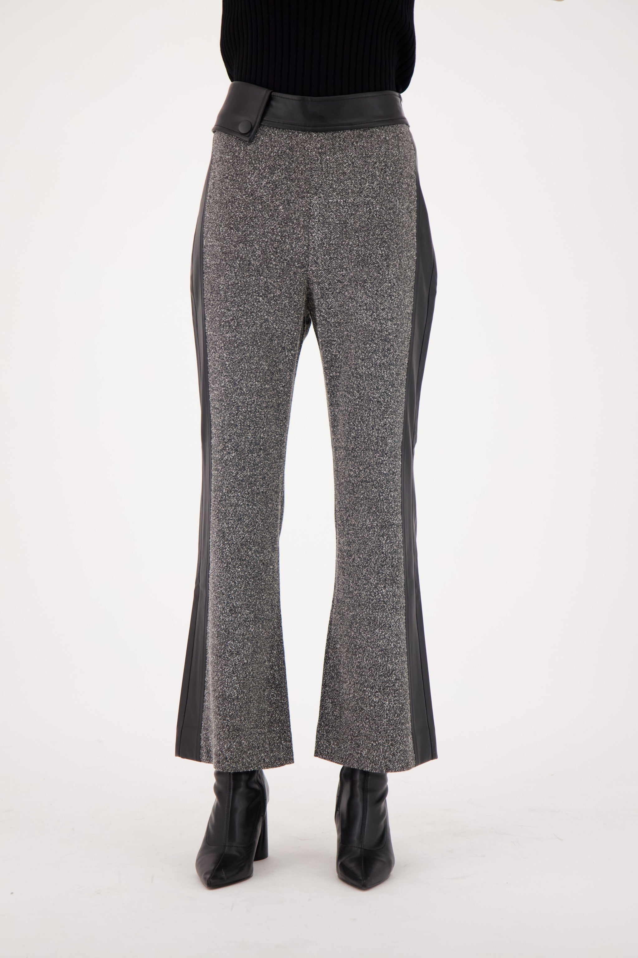 Speckled Fit And Flare Pant With PU Trim