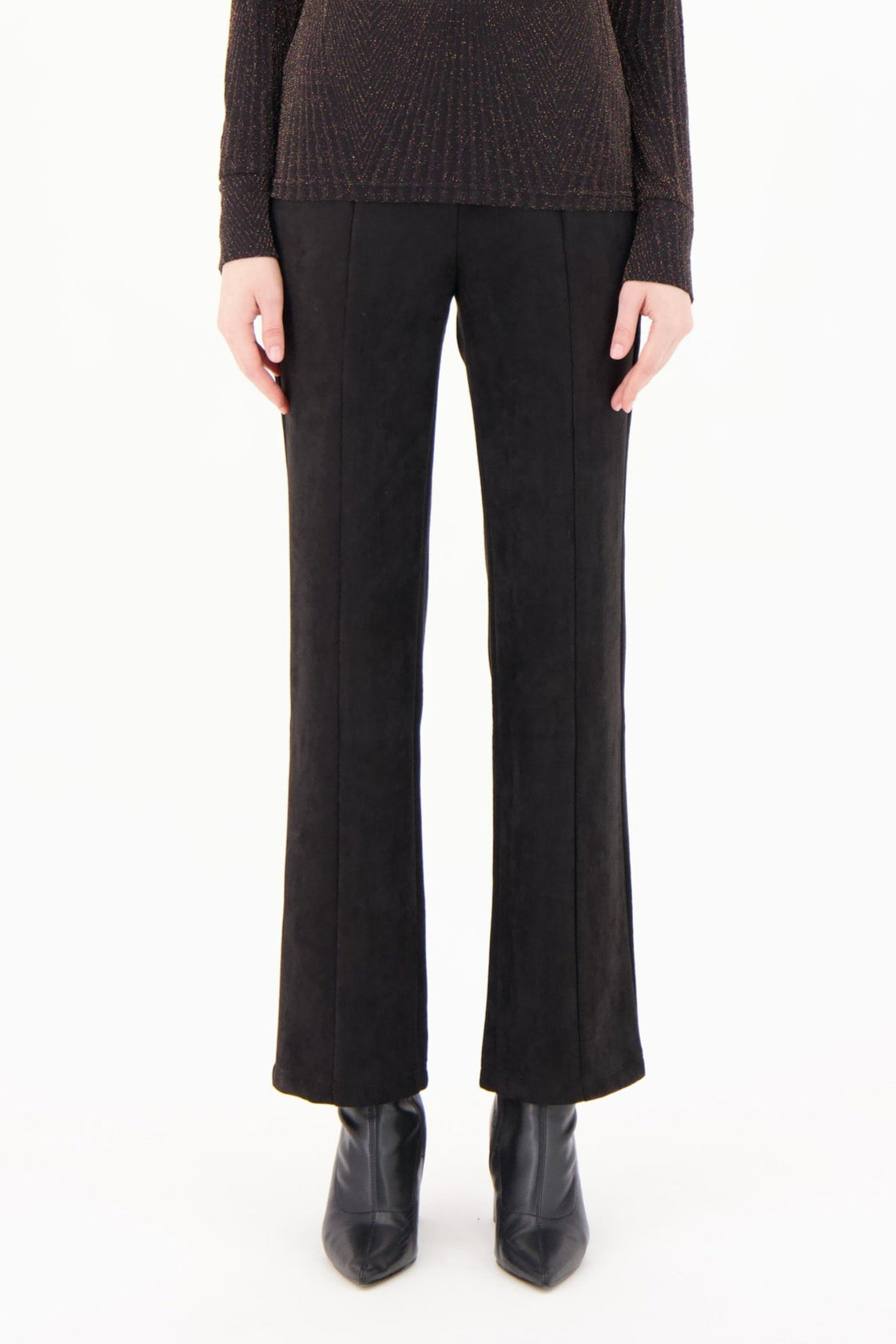 Faux Suede Straight Leg Pant