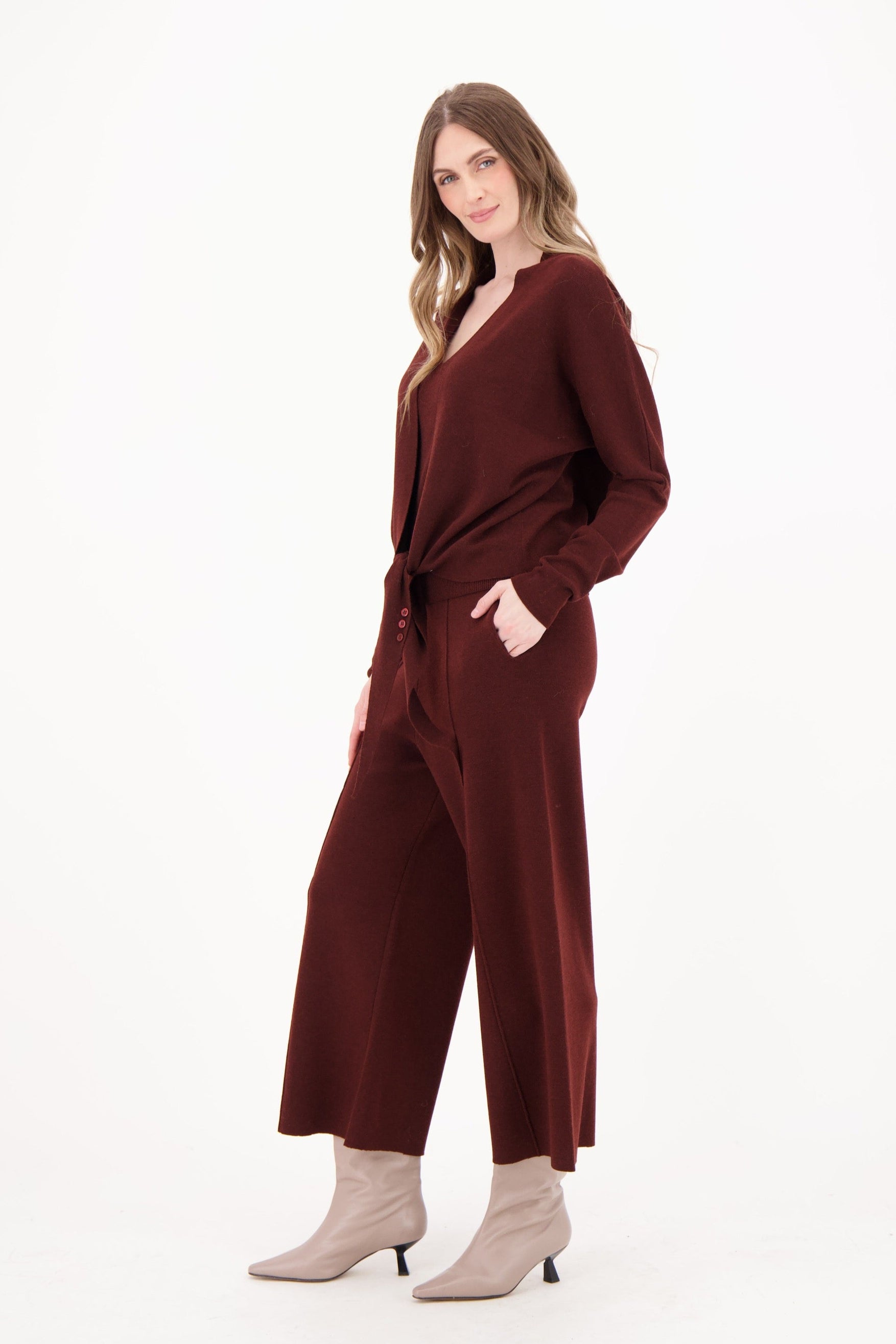 "2 Way-Wear" Open Or Closed Shawl Collar Knit Cardigan