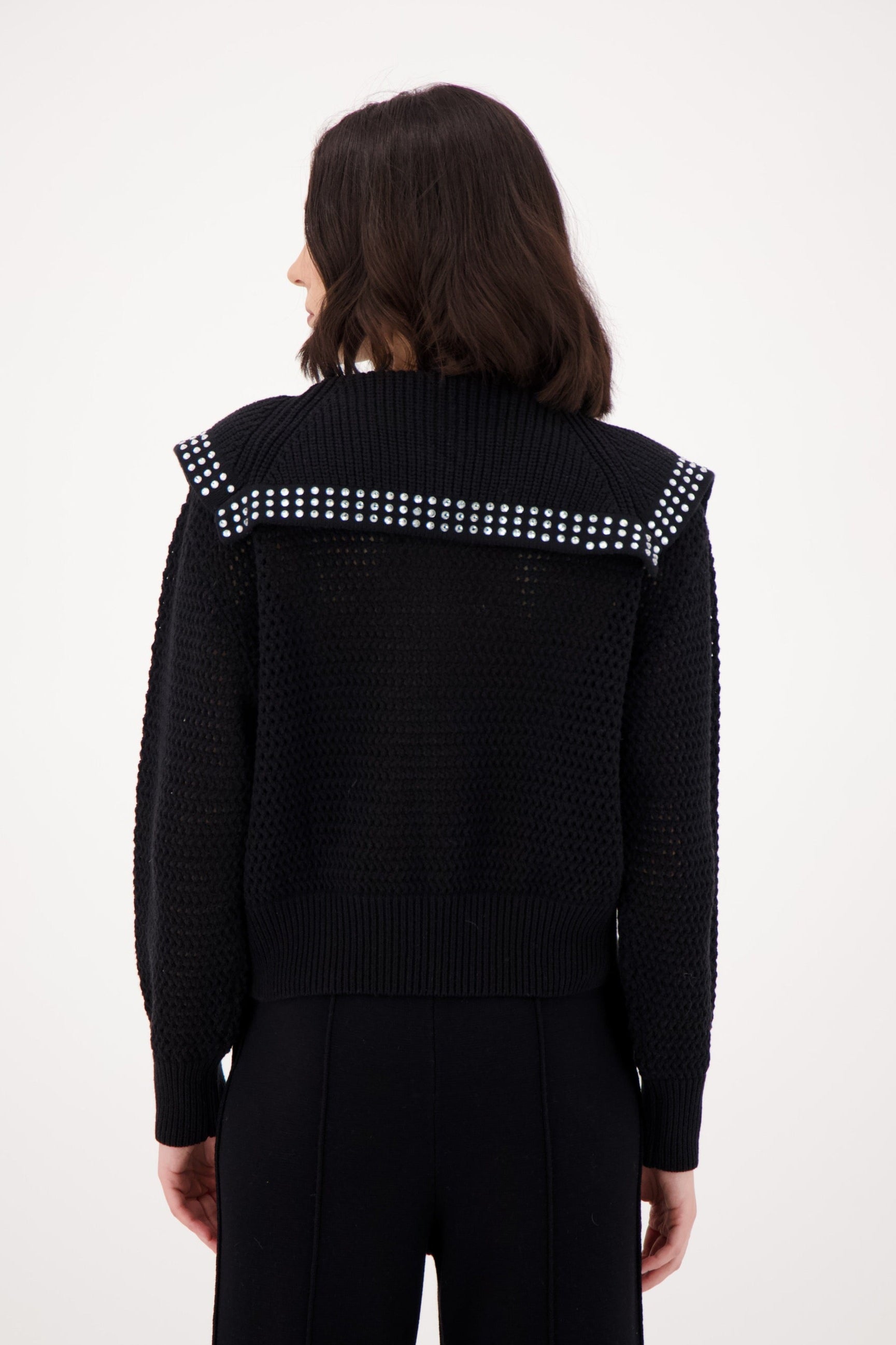 Rhinestone Sailor Collar Sweater