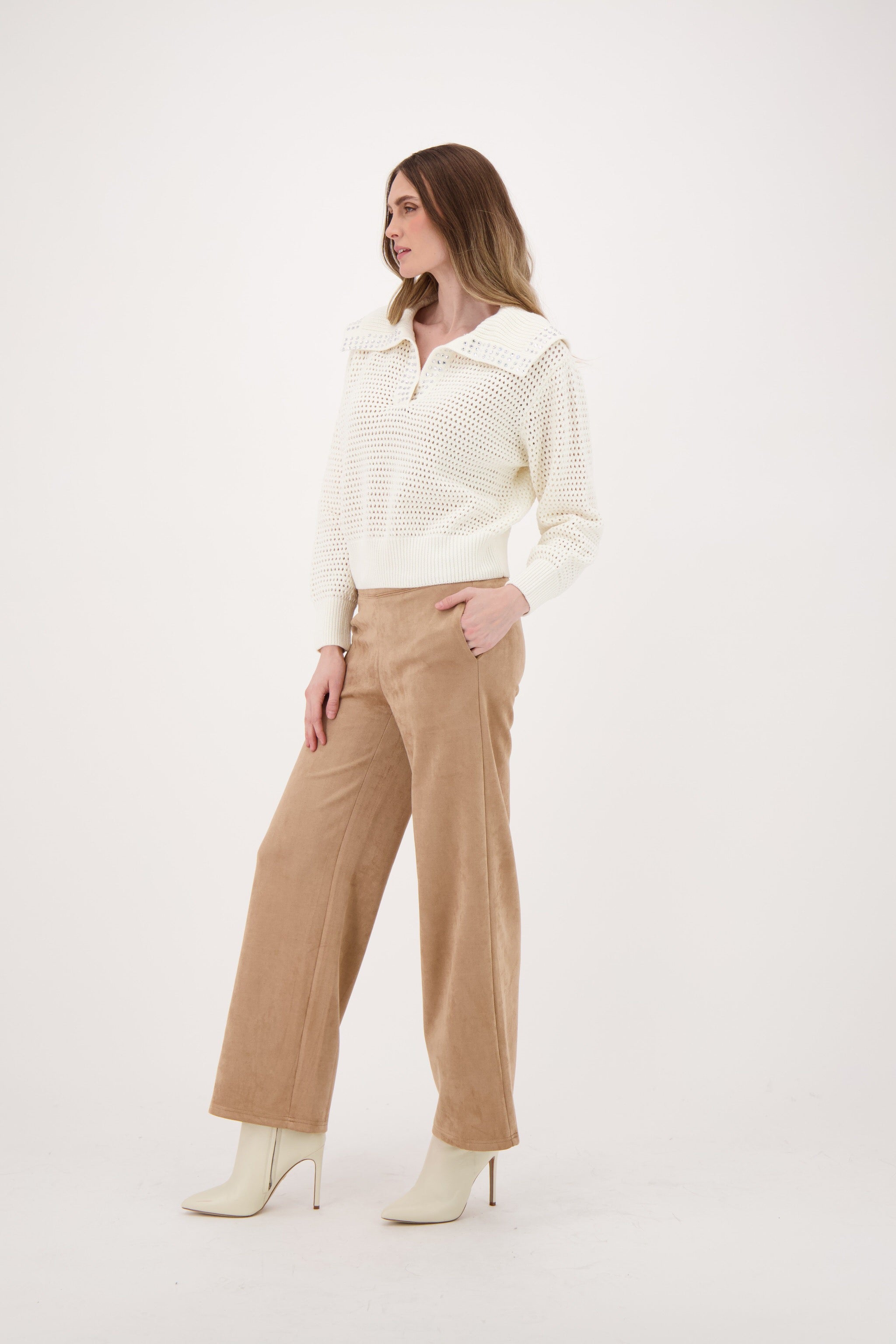 Rhinestone Sailor Collar Sweater