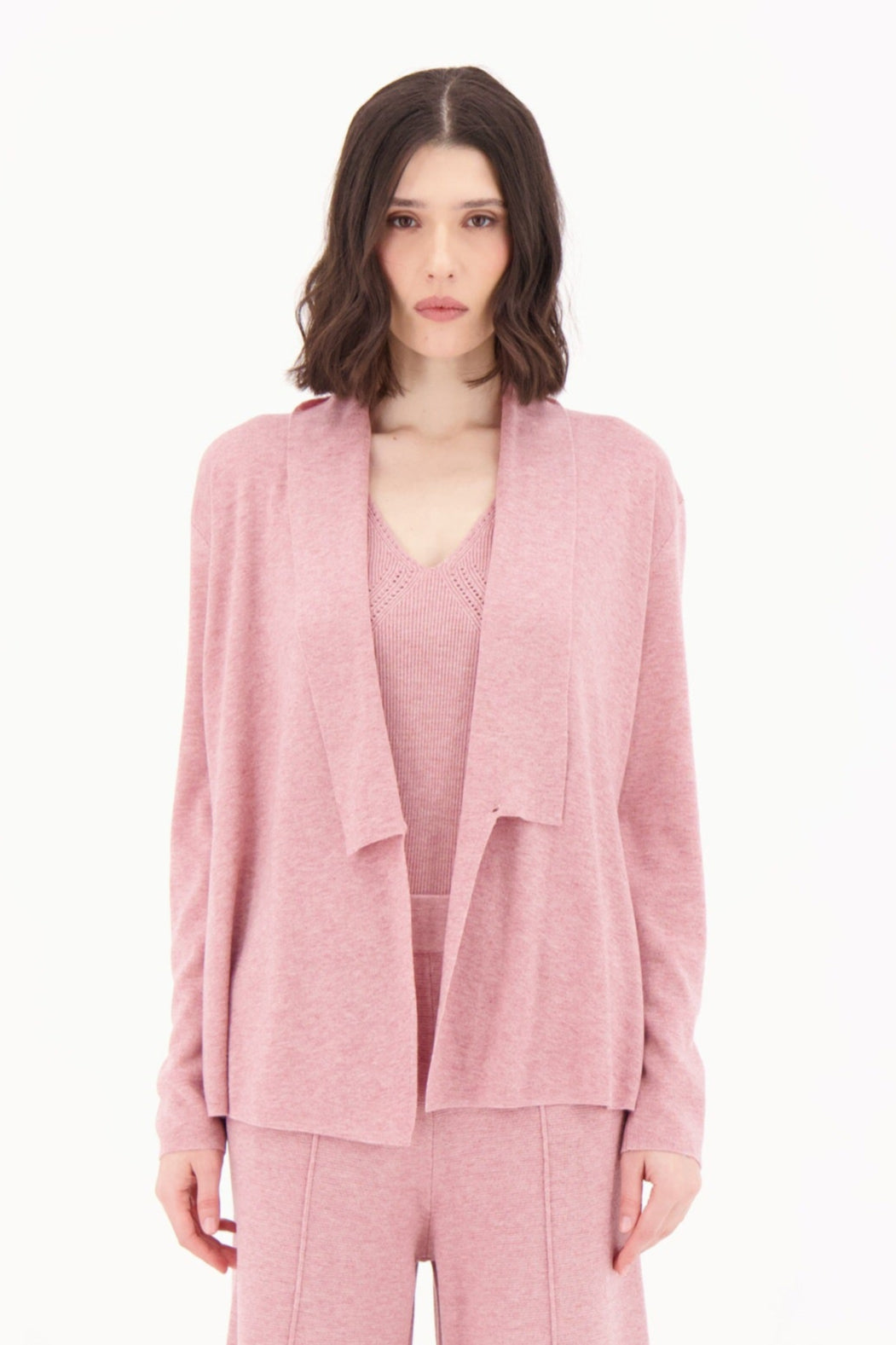 "2 Way-Wear" Open Or Closed Shawl Collar Knit Cardigan