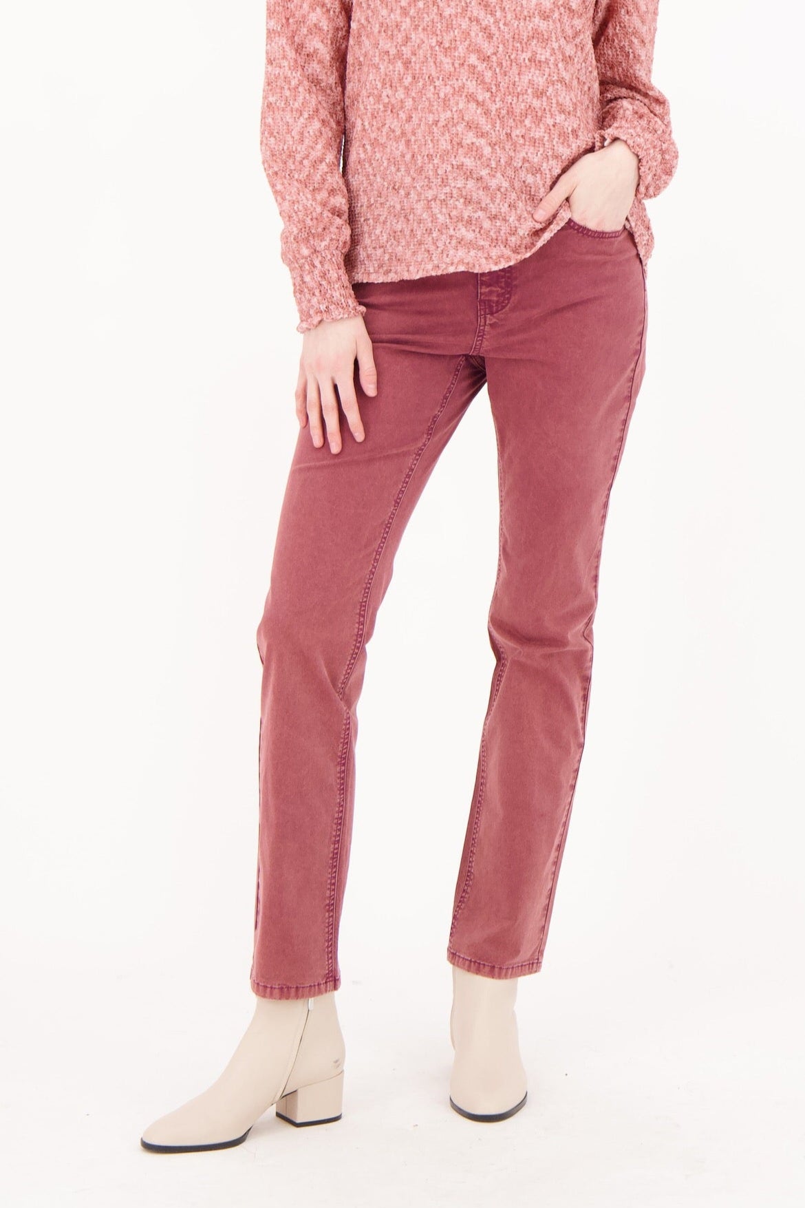 Brushed Denim Straight Leg Pant
