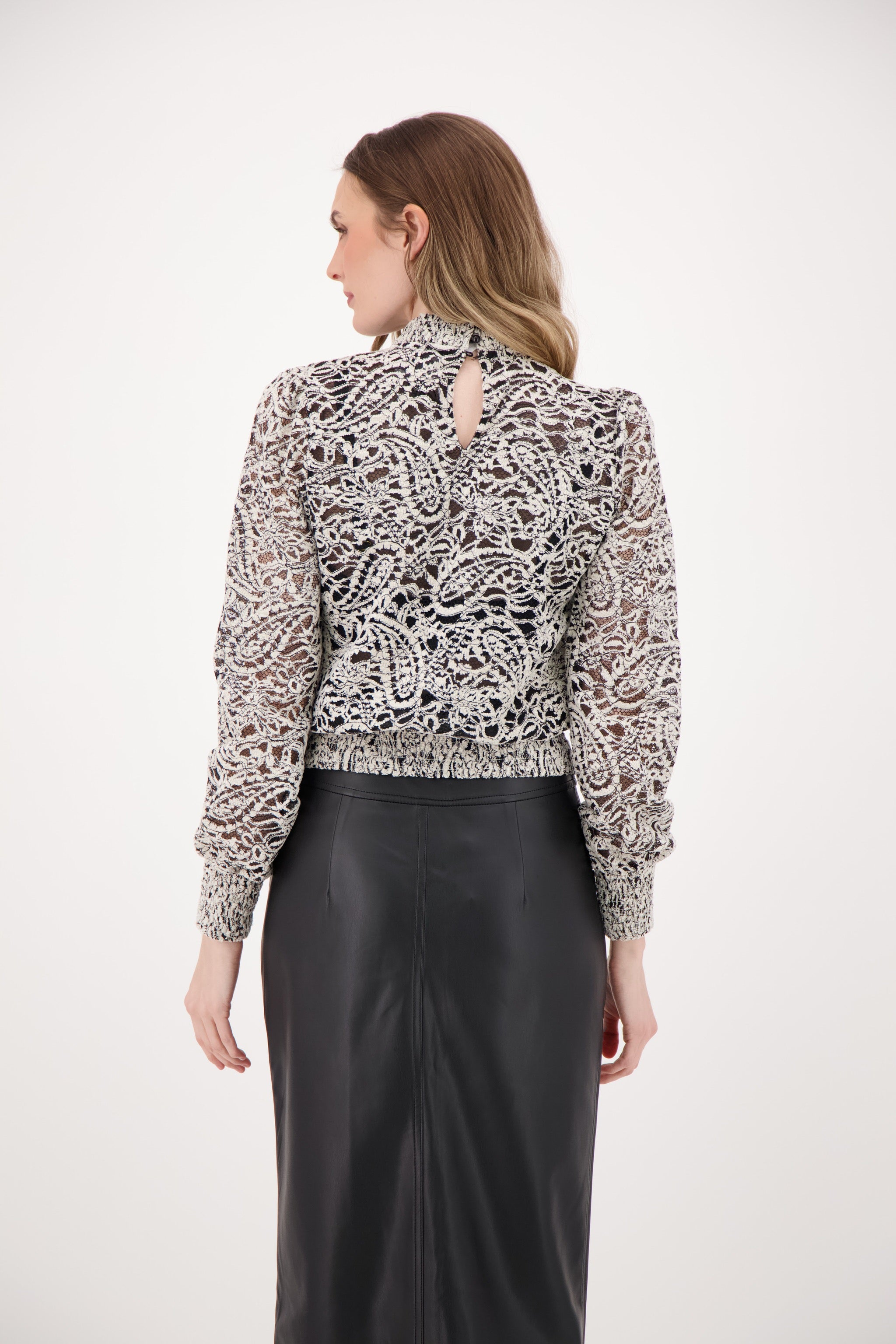Chenille Lace Mock Neck Top