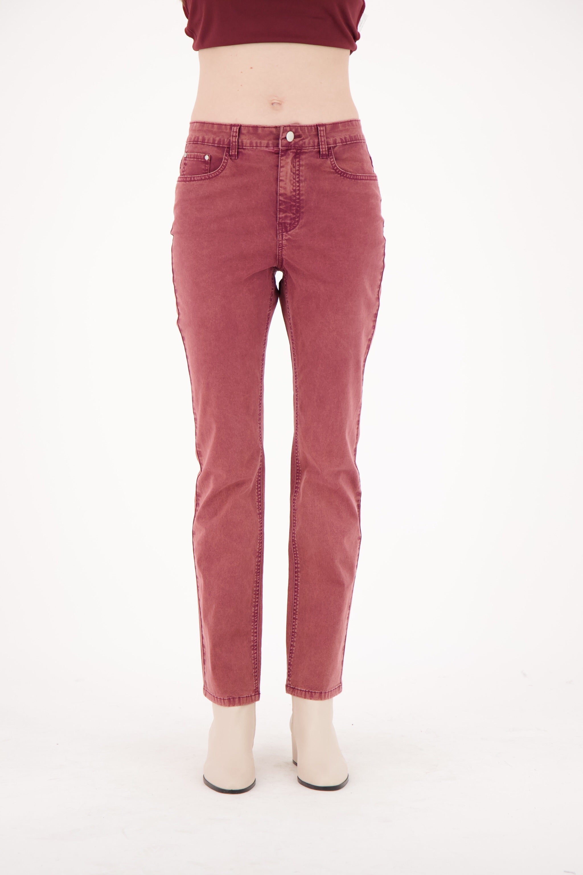 Brushed Denim Straight Leg Pant