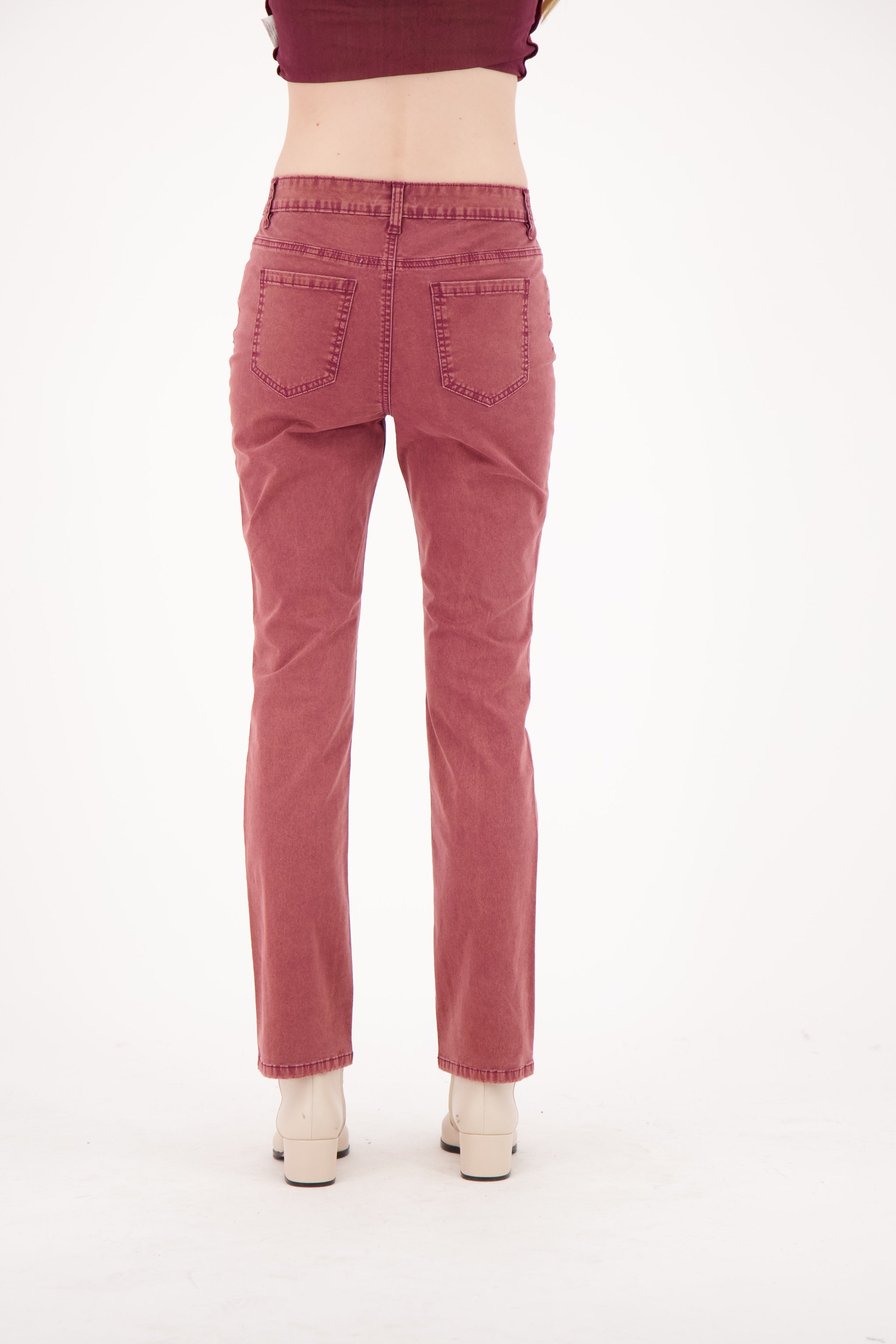 Brushed Denim Straight Leg Pant