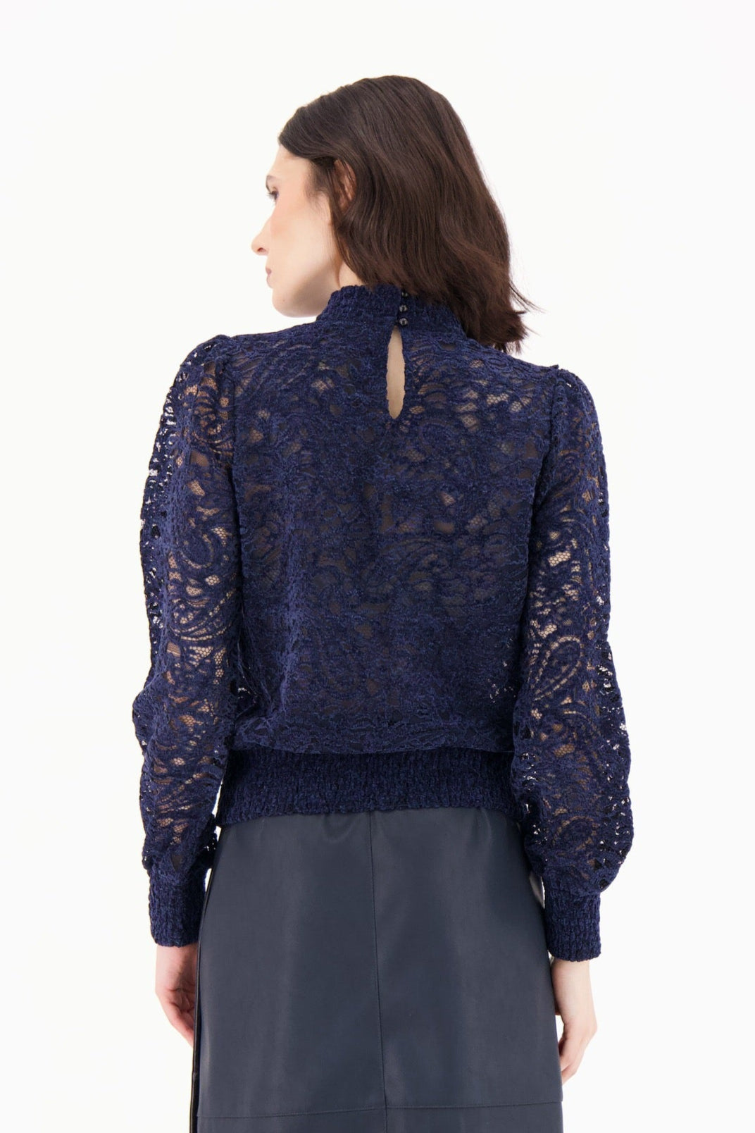 Chenille Lace Mock Neck Top
