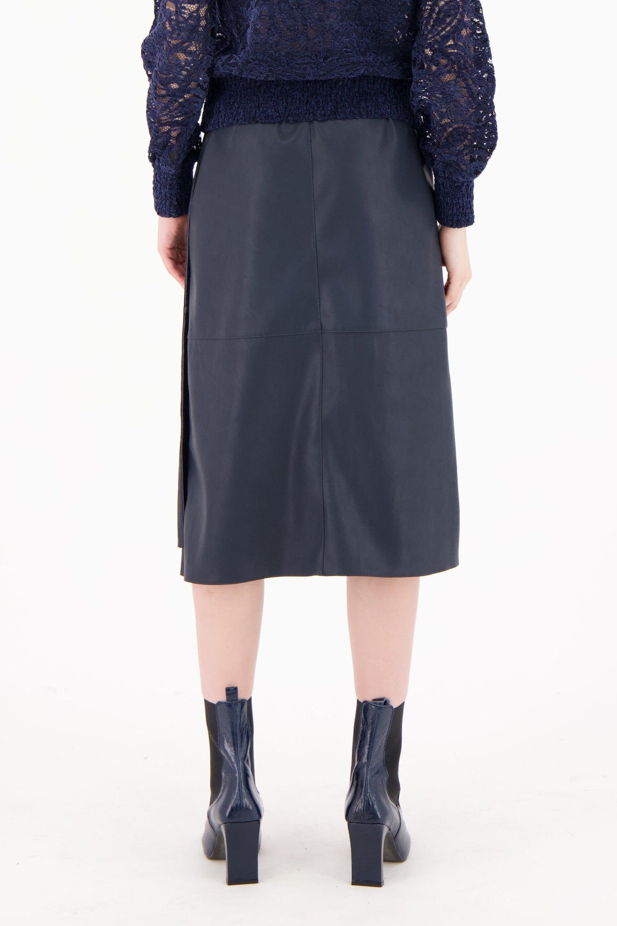PU Wrap And Tie Skirt