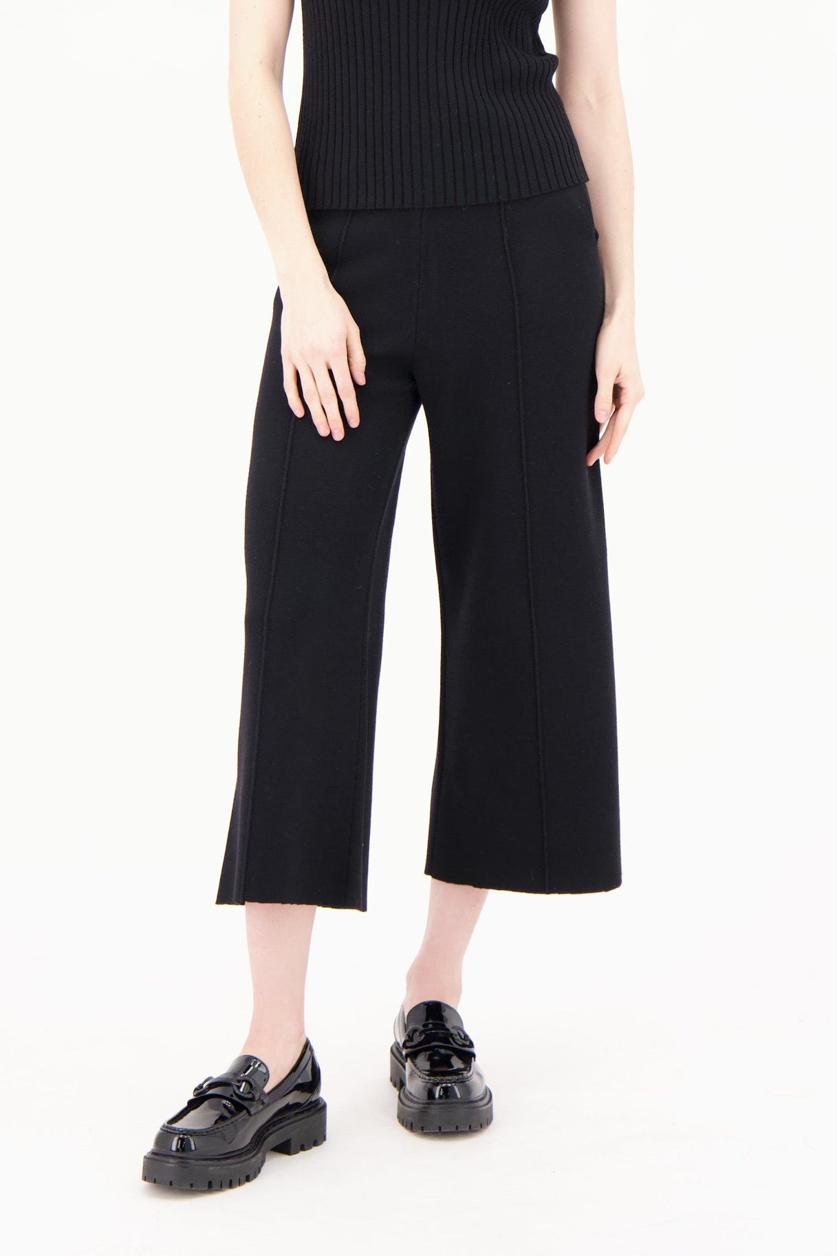 Sweater Knit Pintuck Wide Leg Pant