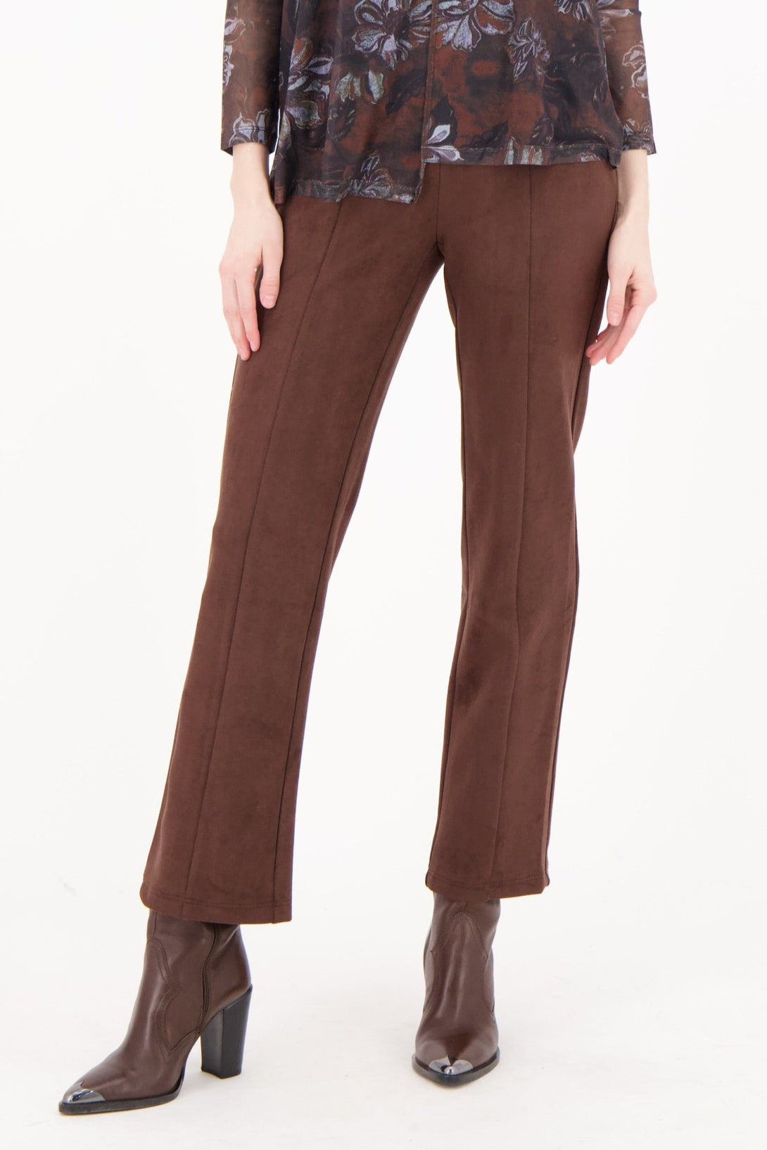 Faux Suede Straight Leg Pant