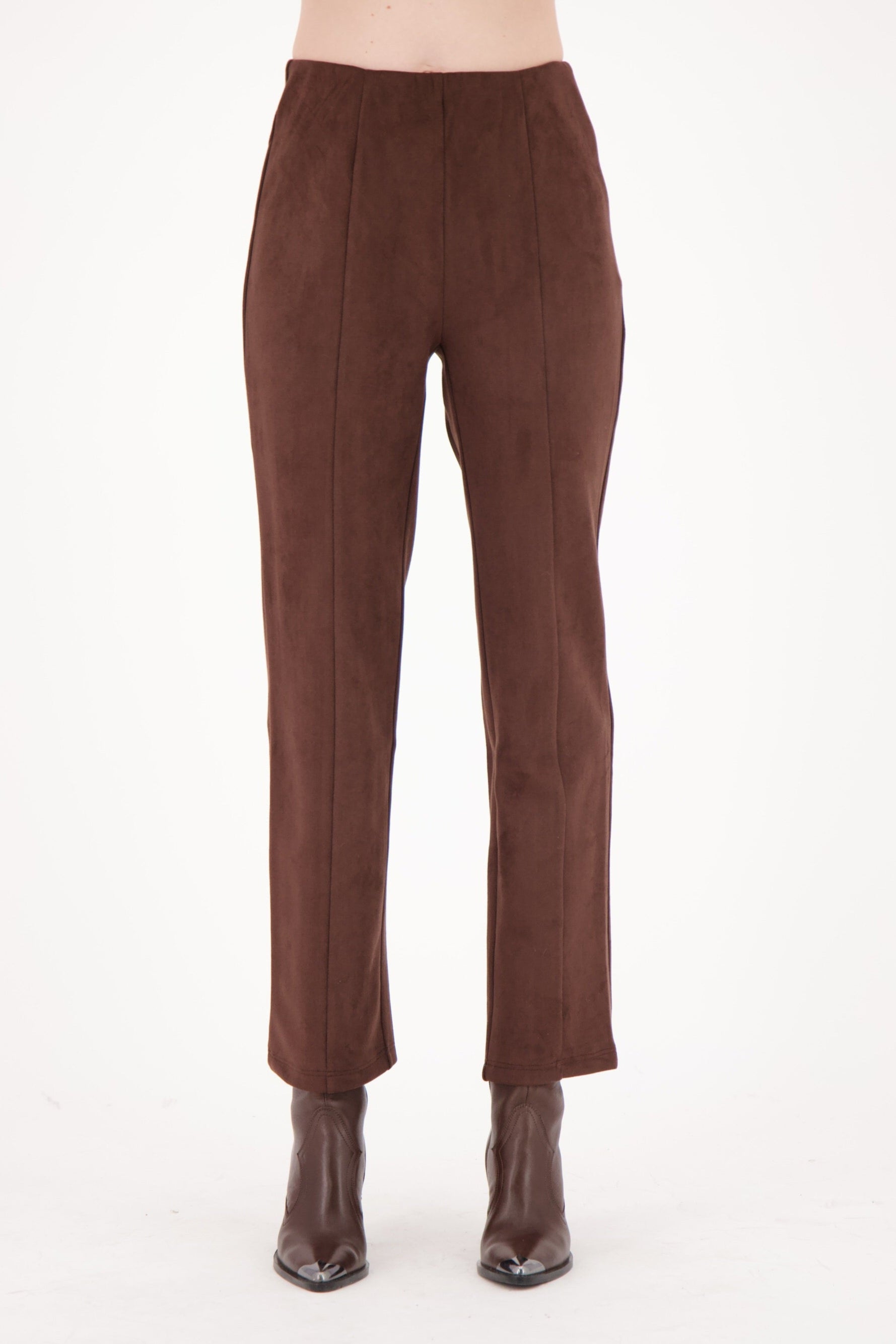 Faux Suede Straight Leg Pant