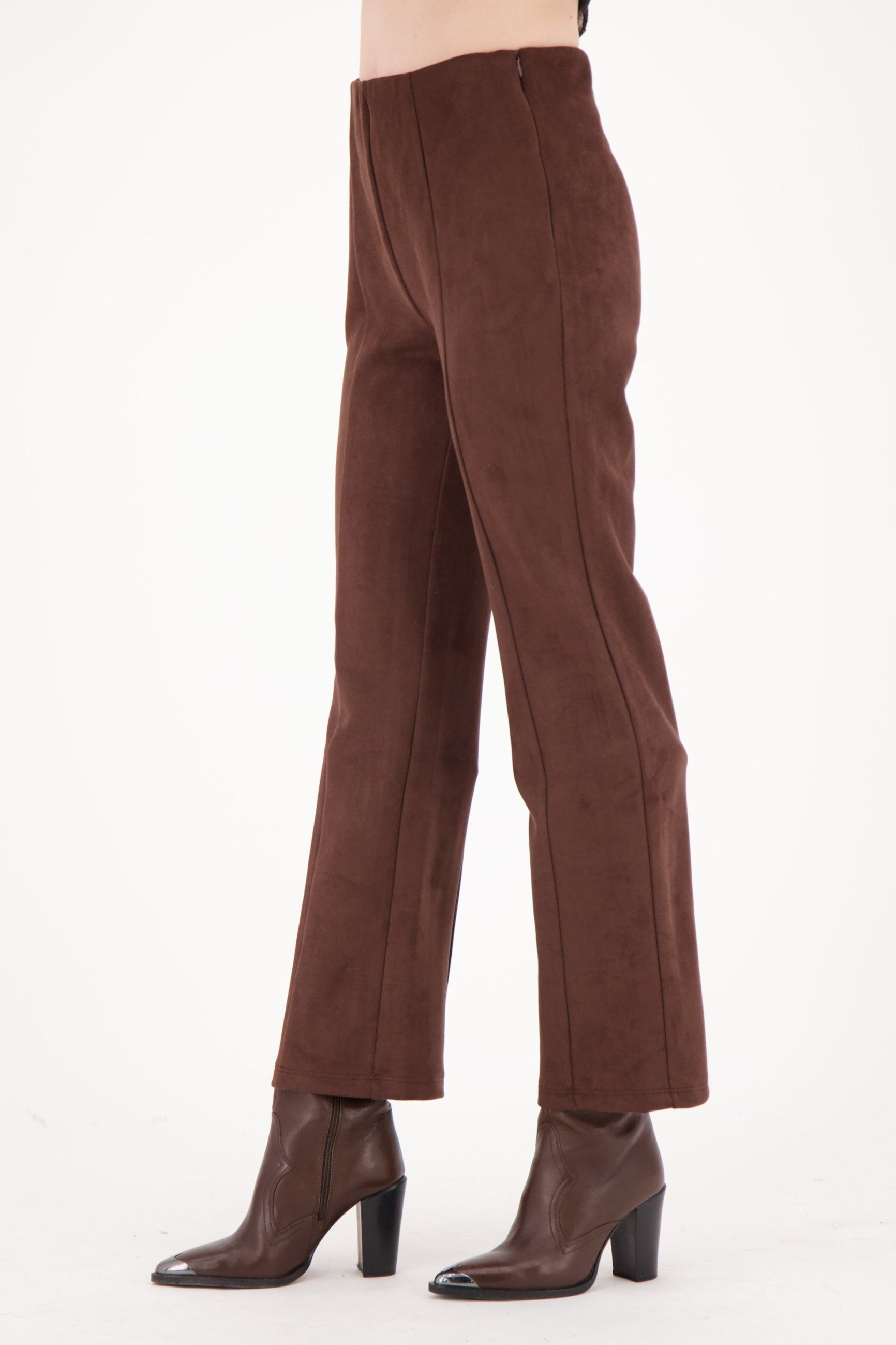 Faux Suede Straight Leg Pant