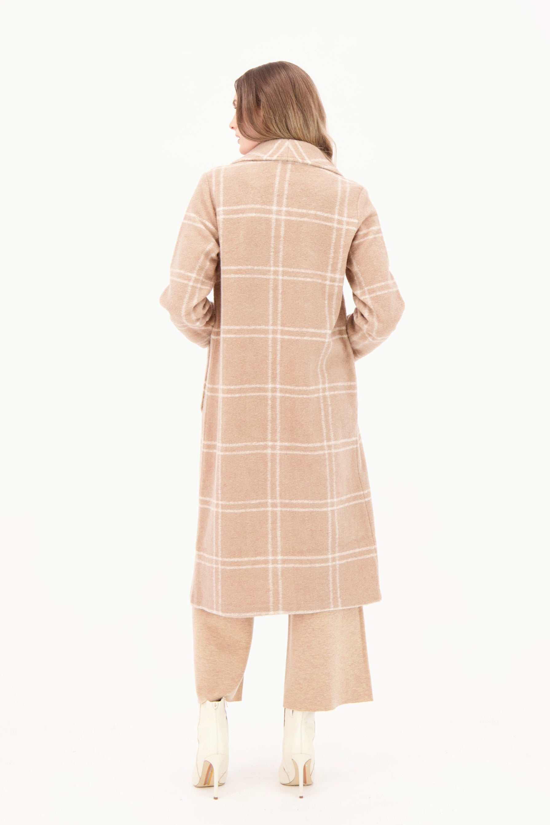 Oversized Plaid Wool Blend Shawl Collar Coat