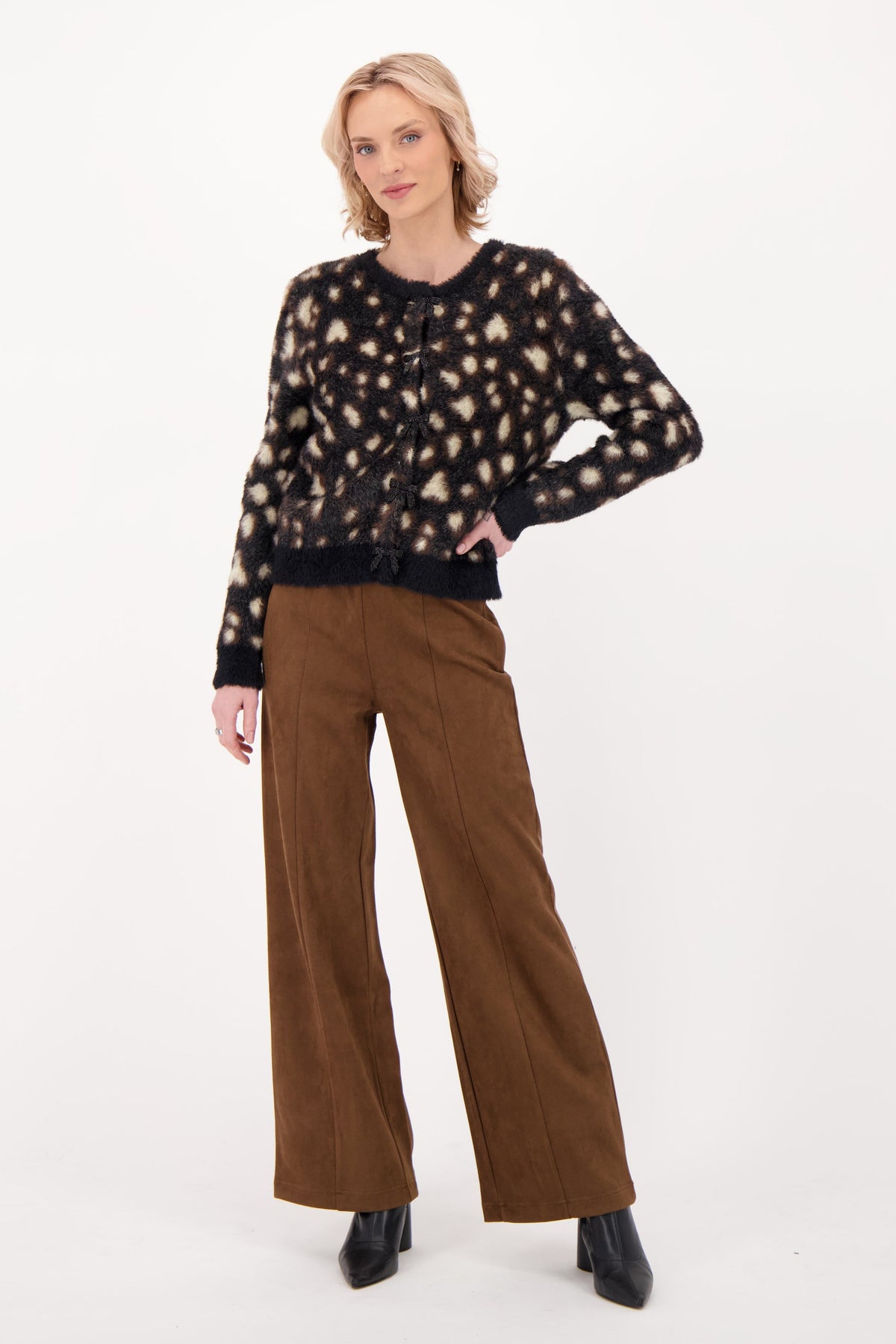 Wide Leg Vegan Suede Pant